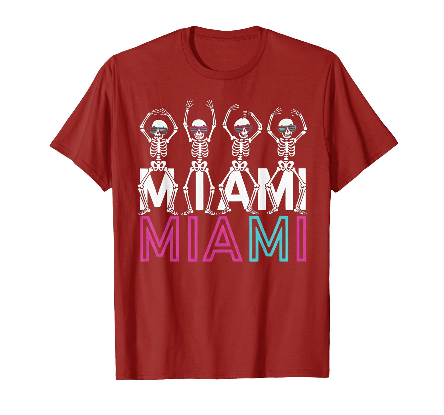 Funny Miami Florida Halloween Skeleton Classic Graphic Retro T-Shirt
