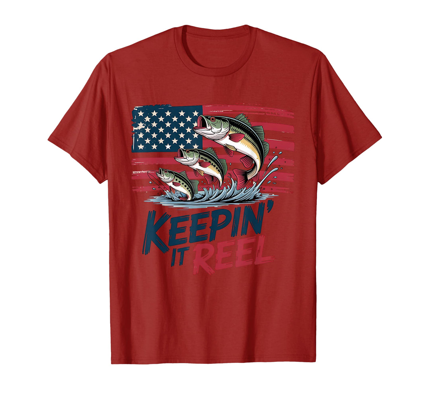 Keepin It Reel Bass Fishing American Flag - Patriotic Angler T-Shirt