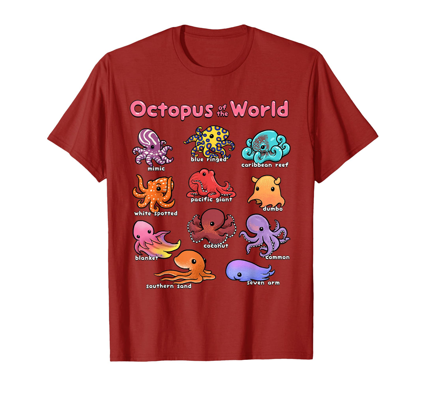 Octopus Sea Animals of the World Octopus Lover Marine Life T-Shirt