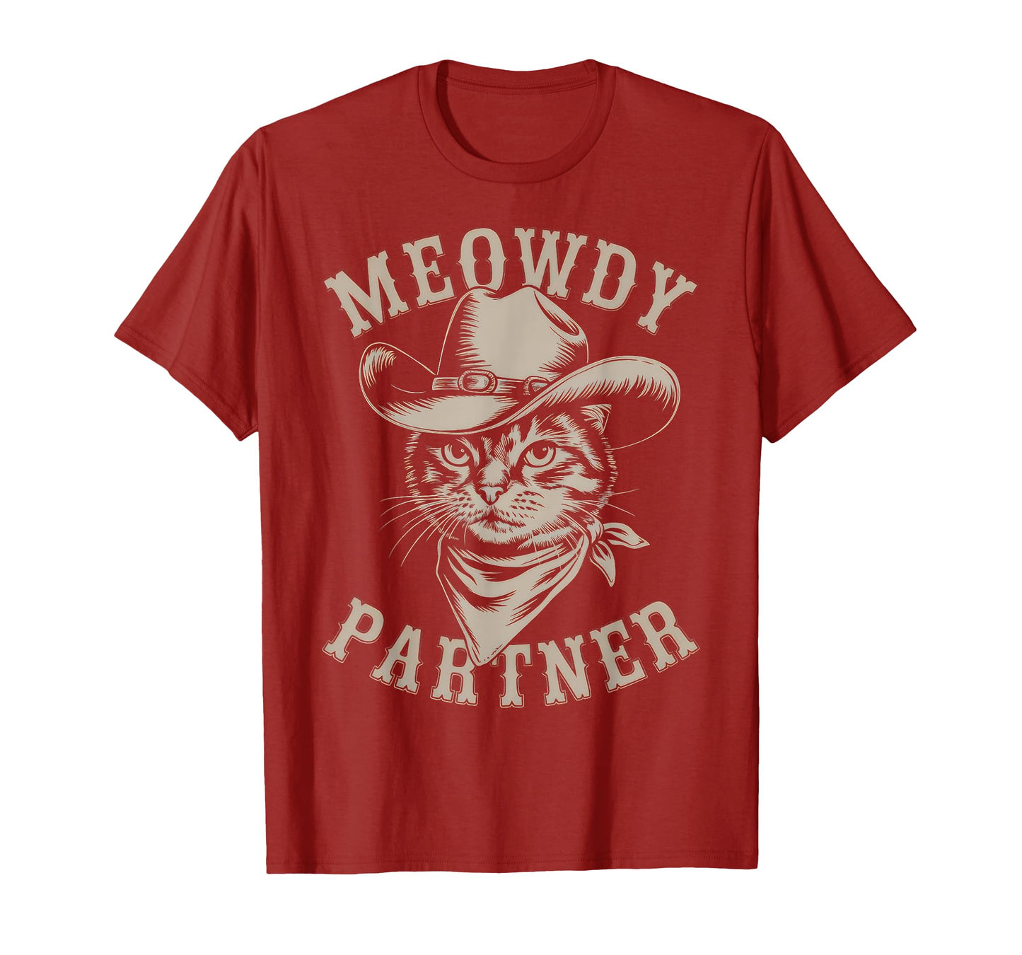Meowdy Cat Funny Cowboy Western Graphic Cat Lady Cat Dad T-Shirt