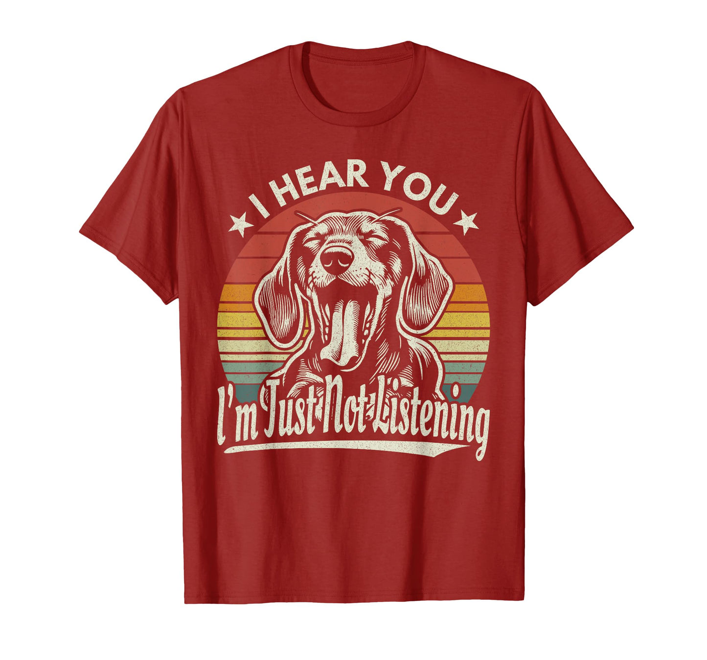 Yawn Dachshund I Hear You I'm Not Listening Wiener Dog Retro Men Women T-Shirt