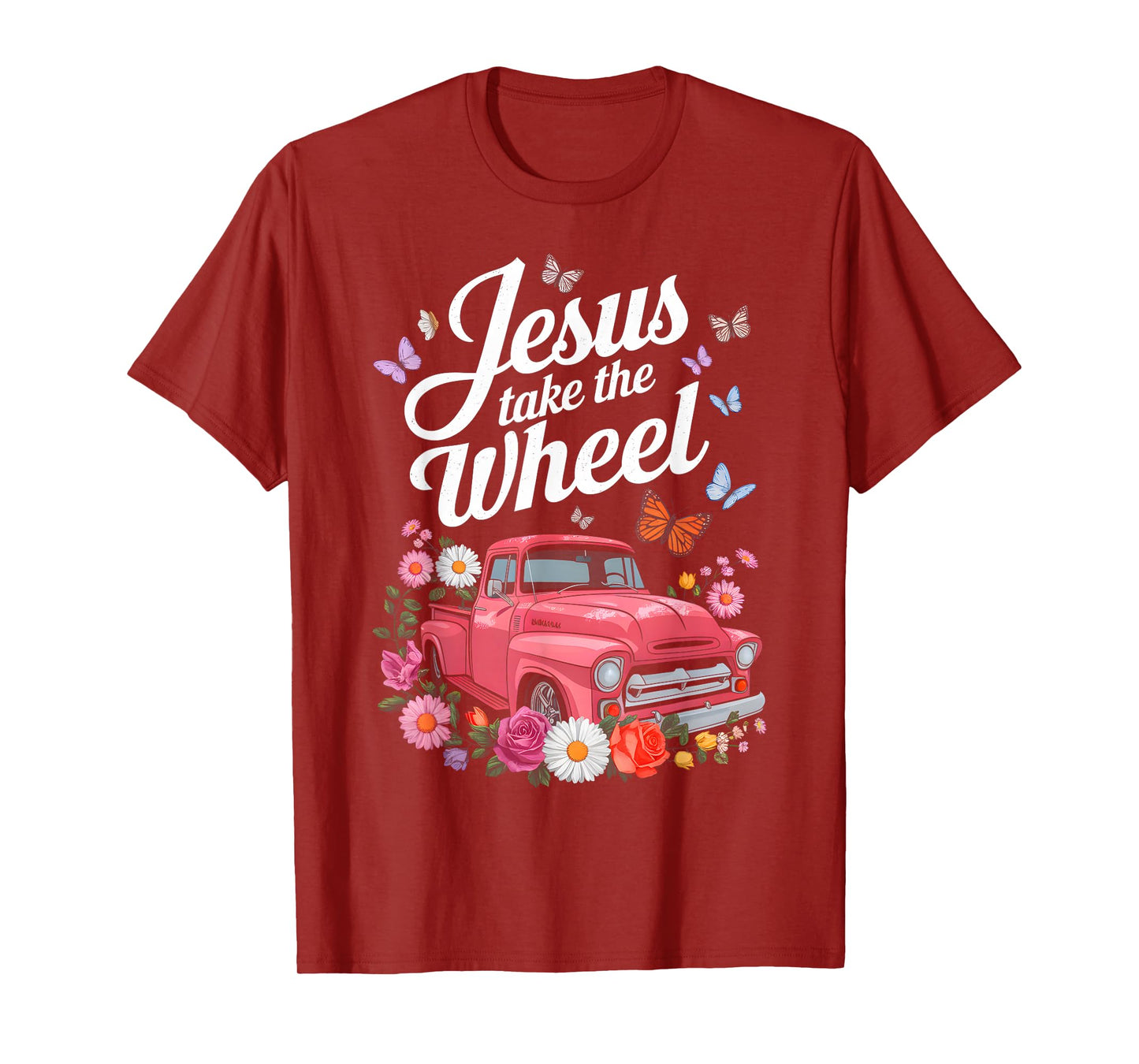 Jesus Take The Wheel Floral Farm Truck Catholic T-Shirt