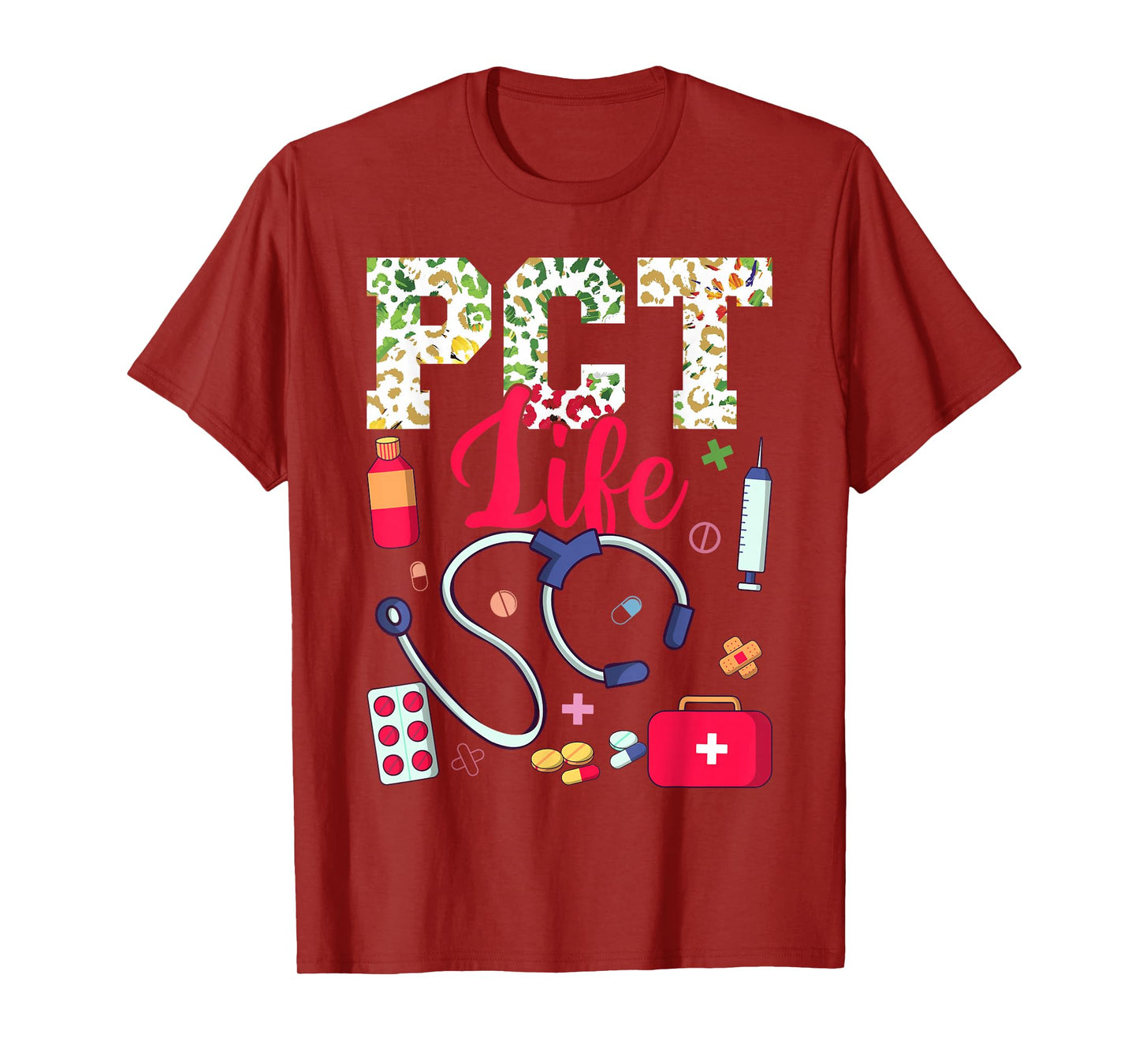 PCT Life Patient Care Technician Patient Care Tech Leopard T-Shirt