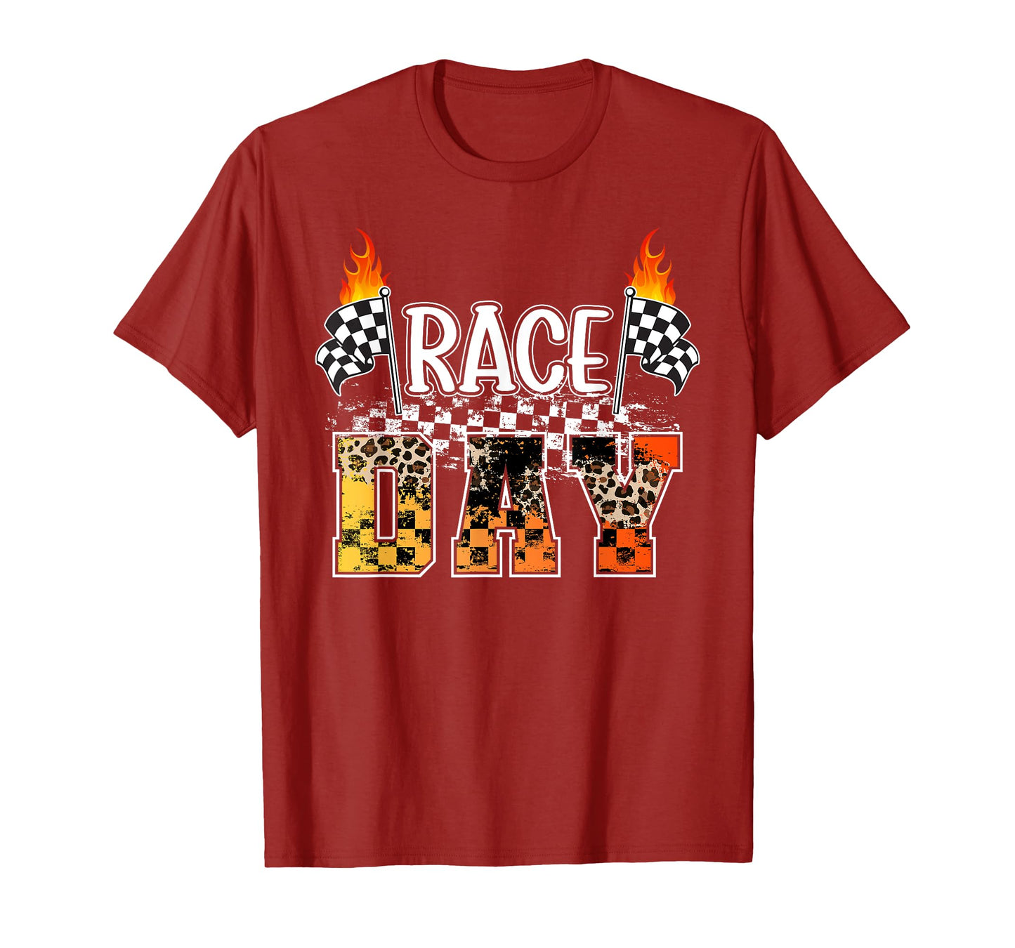 Race Day Leopard Race Days Checkered Flag Car Racing Day T-Shirt