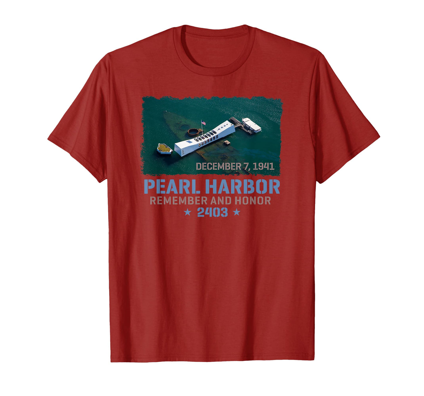 Pearl Harbor Remember and Honor USS Arizona Brush Print T-Shirt