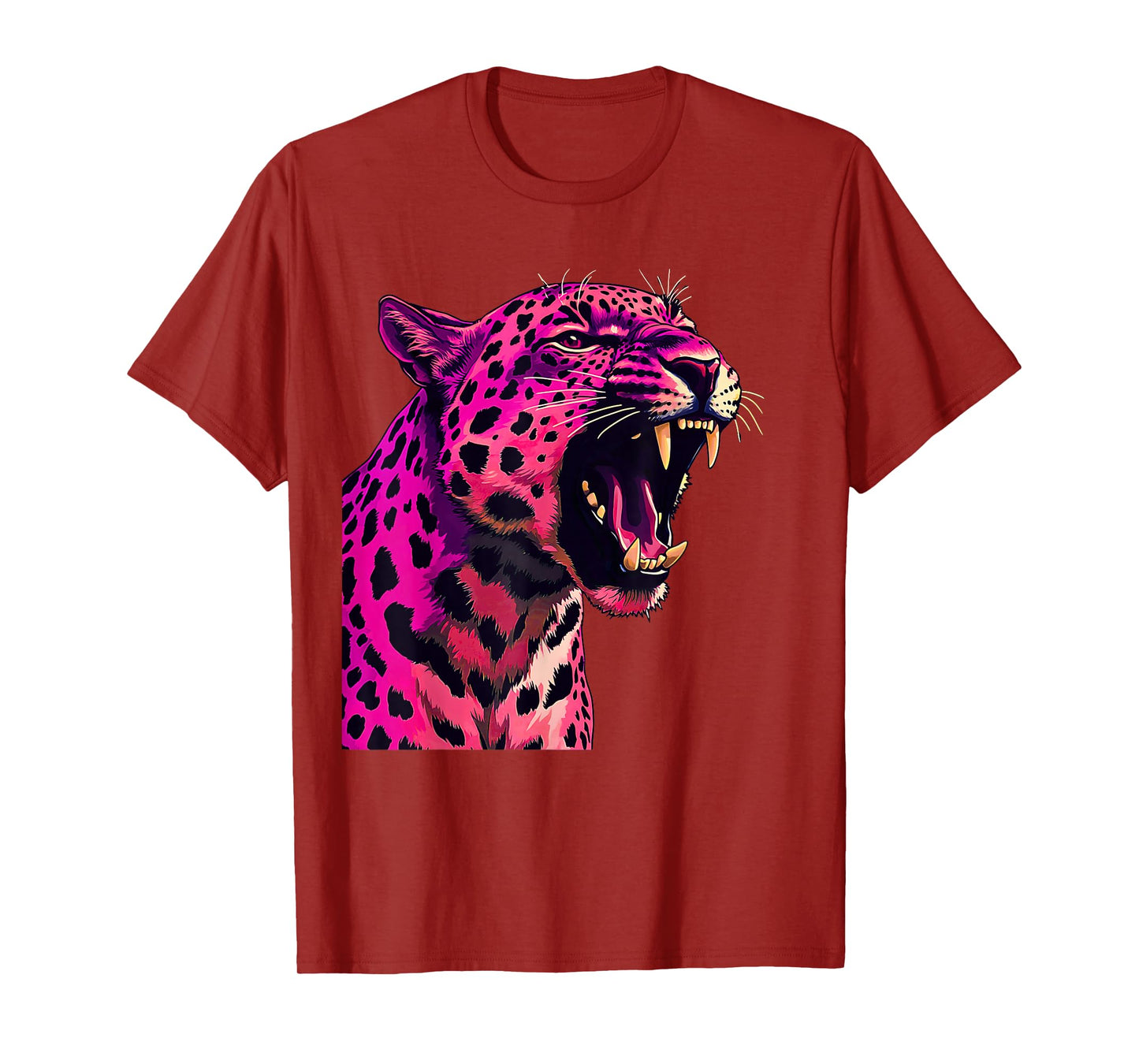 Pink Leopard Tiger Face Safari Animal Wildlife T-Shirt