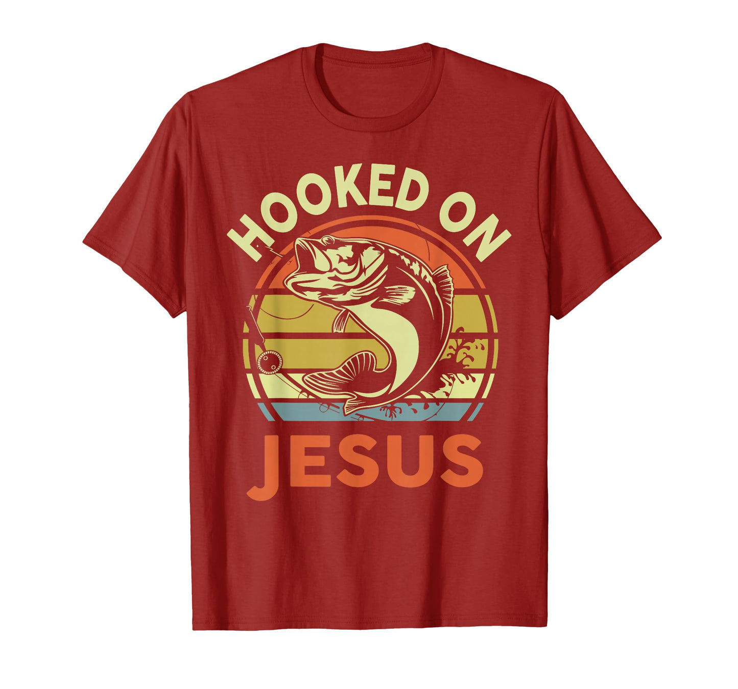 Hooked on Jesus Dad Fishing Gift Funny Fishing Christian T-Shirt