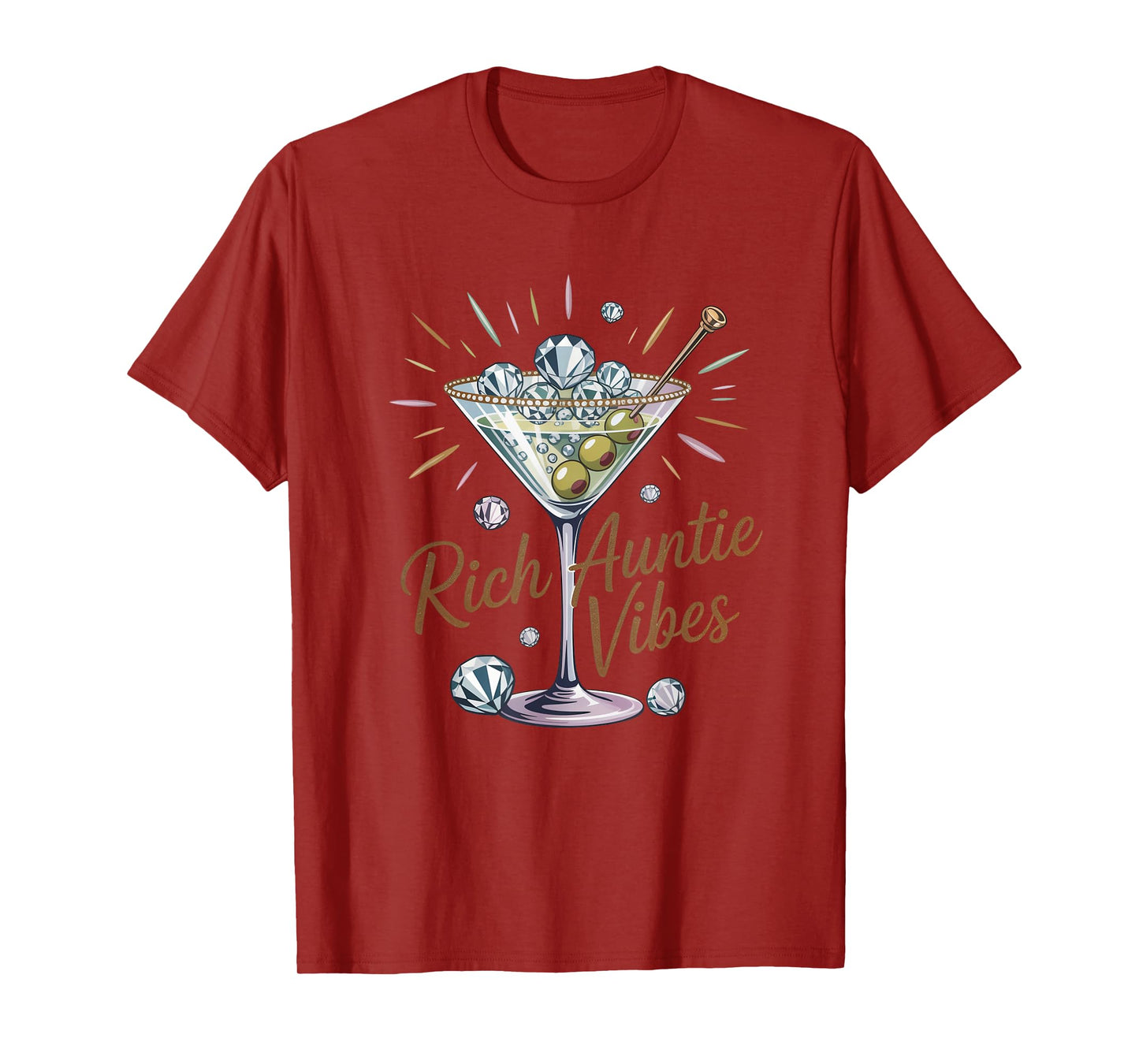 Rich Auntie Vibes Glam Funny Luxe Diamond Martini T-Shirt