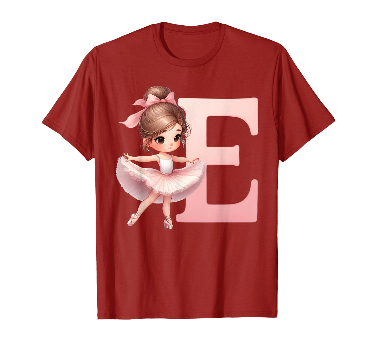 Ballerina Girl Dancing Name First Letter E Girly Tutu Ballet T-Shirt