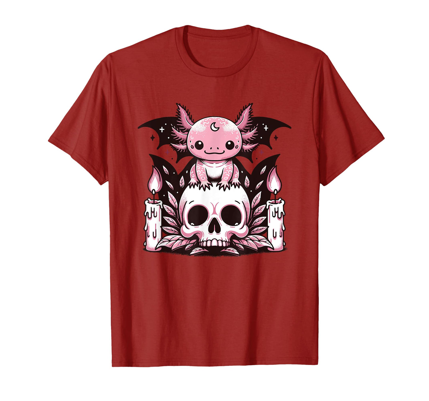 Kawaii Pastel Goth Cute Creepy Axolotl Bat Skeleton T-Shirt