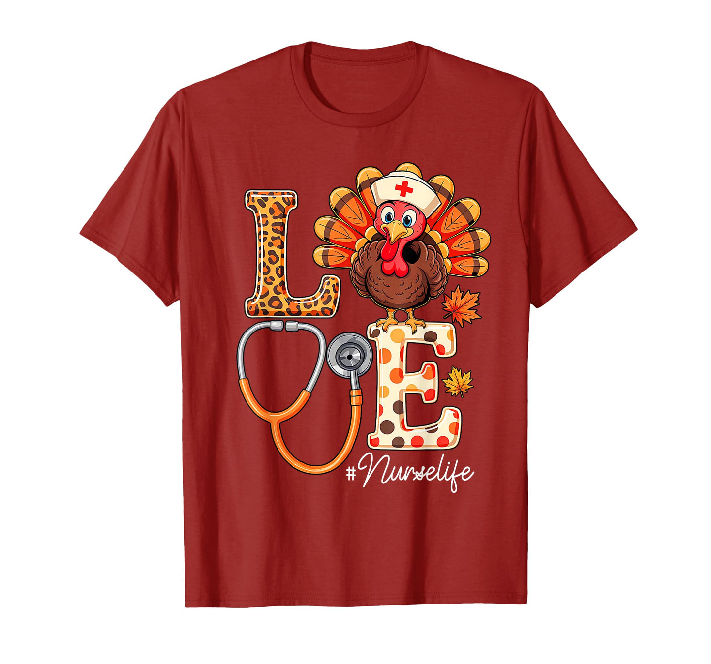 Love Turkey Thanksgiving Nurse Life Fall Scrub Top Women T-Shirt