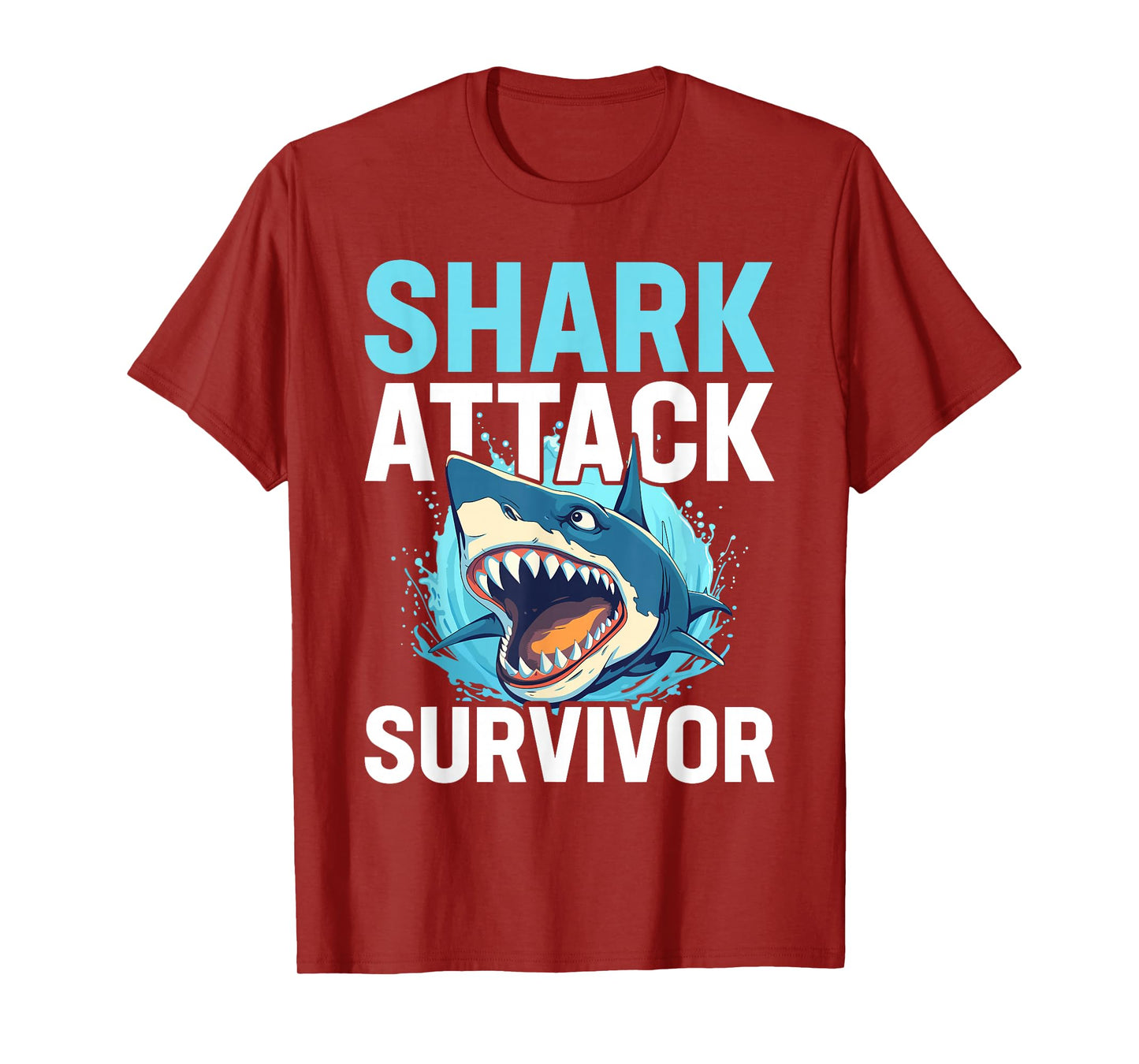 Shark Attack Survivor Men Women Shark Bite Vintage T-Shirt