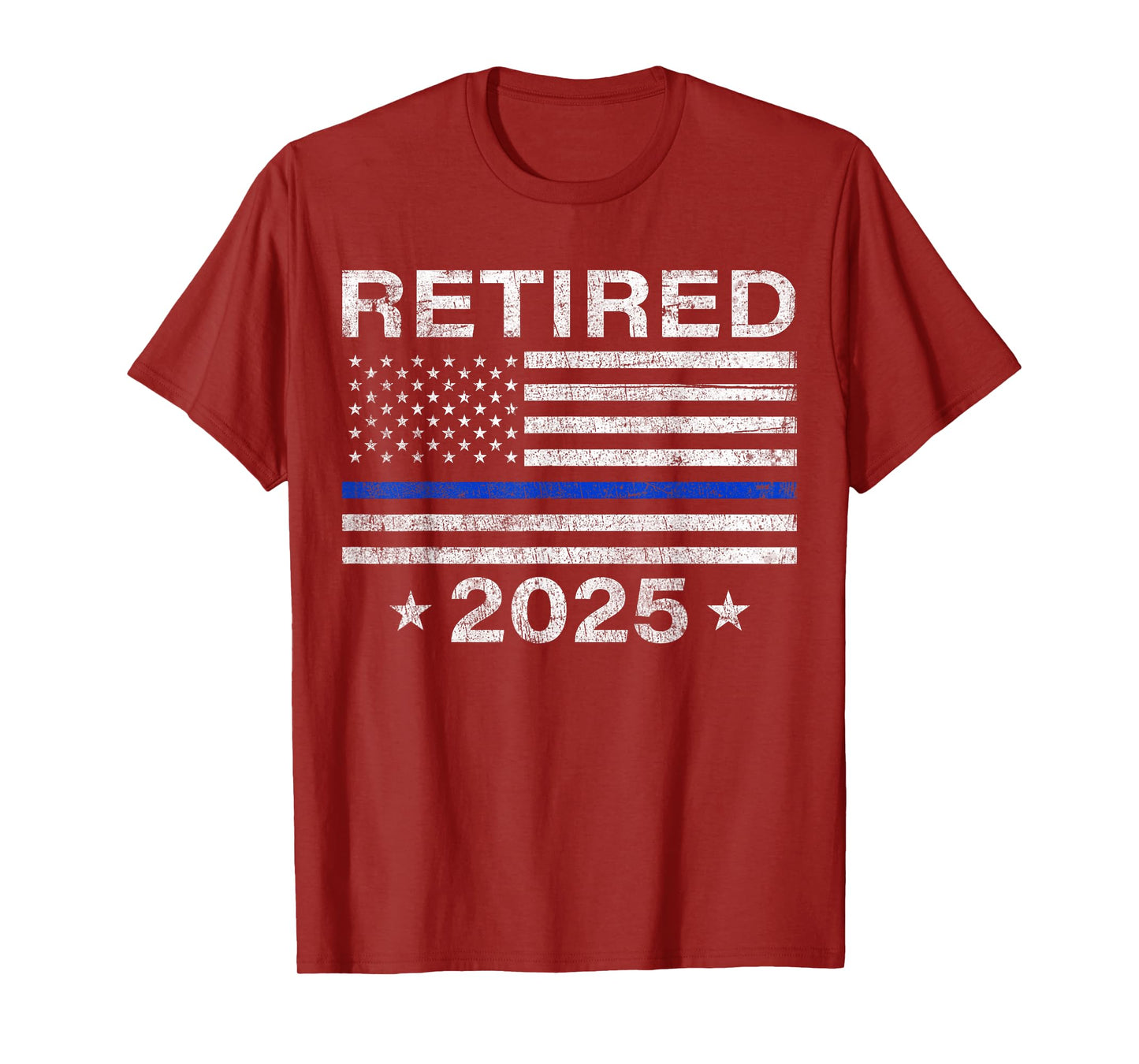 Retired 2025 Thin Blue Line US Flag Police Retirement Gifts T-Shirt