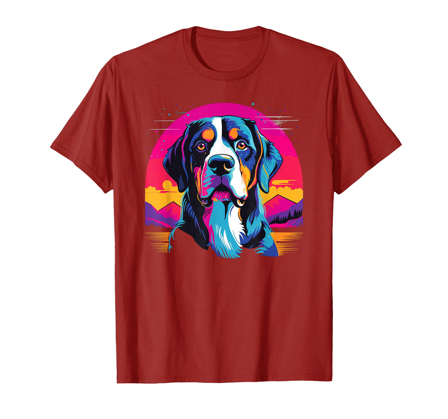 Watercolor Colorful Greater Swiss Mountain Dog T-Shirt for Men Women Kids