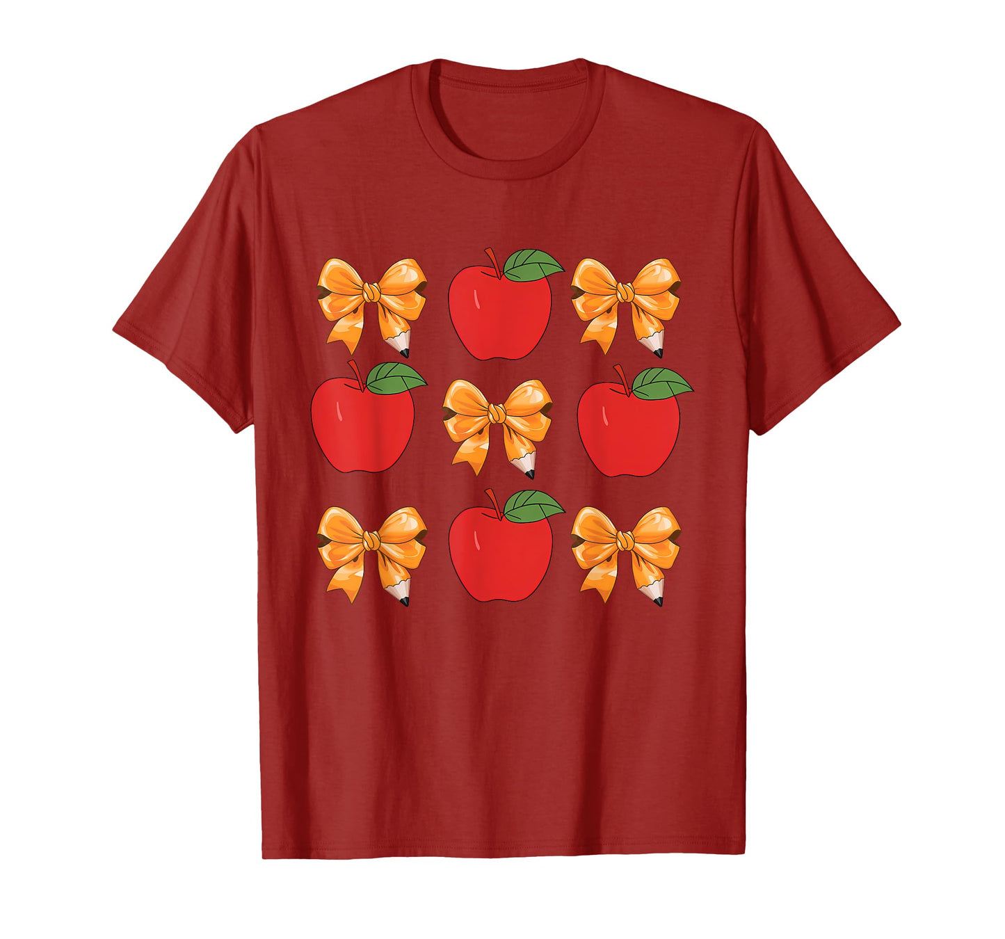 Teacher Coquette Pencil Bow And Apple Teacher Appreciation T-Shirt for Men Women Girls Kids