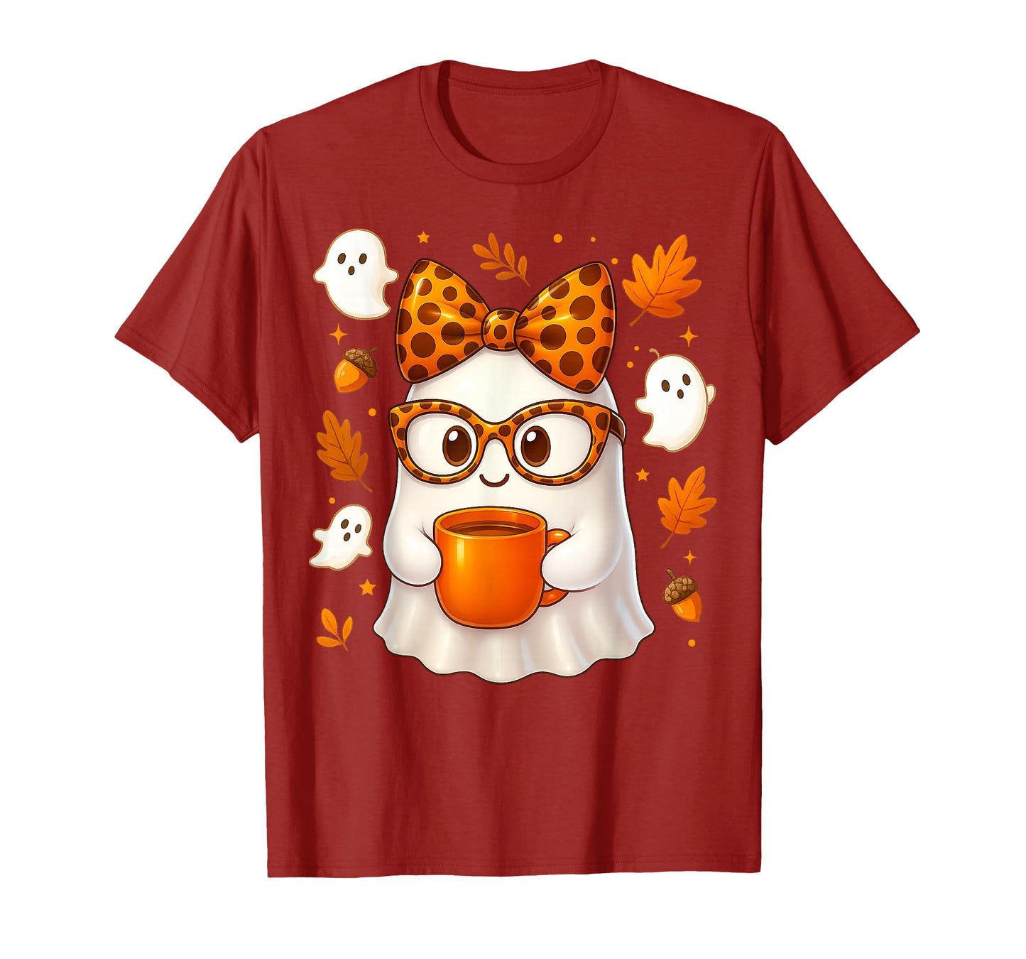 Cute Boo Ghost Coffee Pumpkin Spice Fall Autumn Women Girl T-Shirt