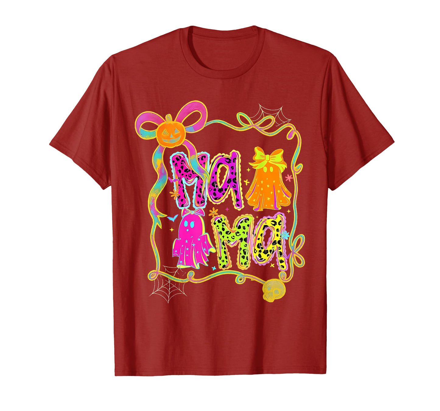 Funny Boo Mama Spooky Ghost Coquette Bow Halloween T-Shirt