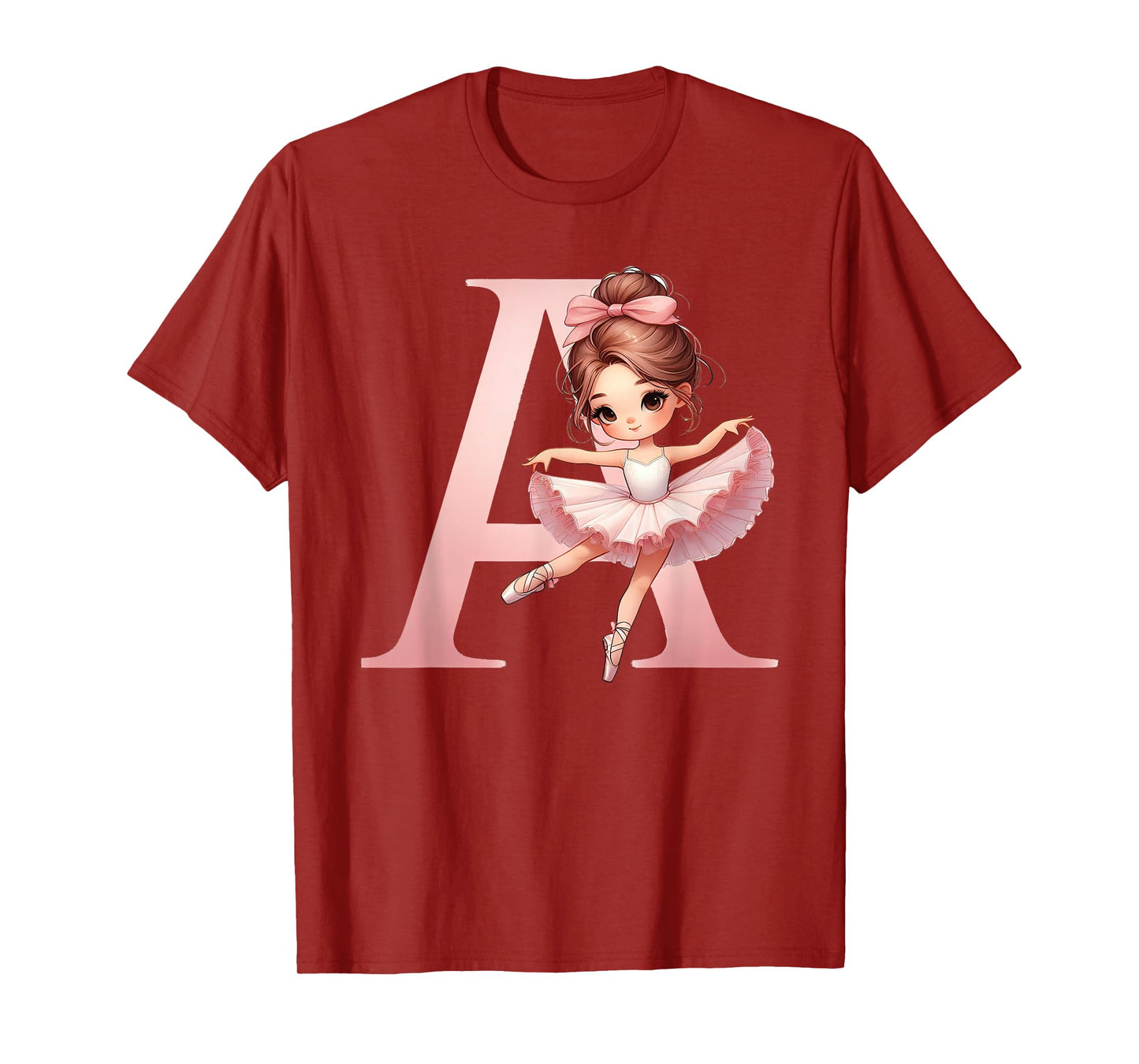 Ballerina Girl Dancing Name First Letter A Girly Tutu Ballet T-Shirt