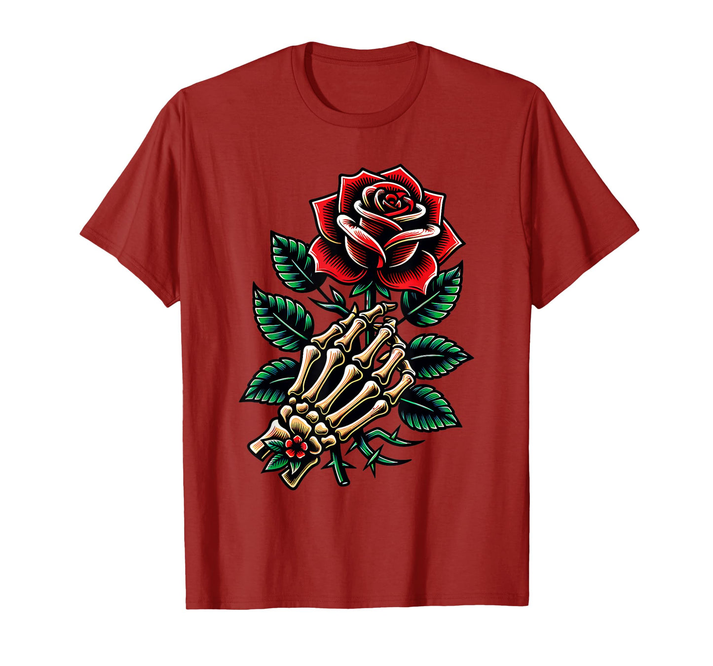Skeleton Hand Rose Graphic T-Shirt