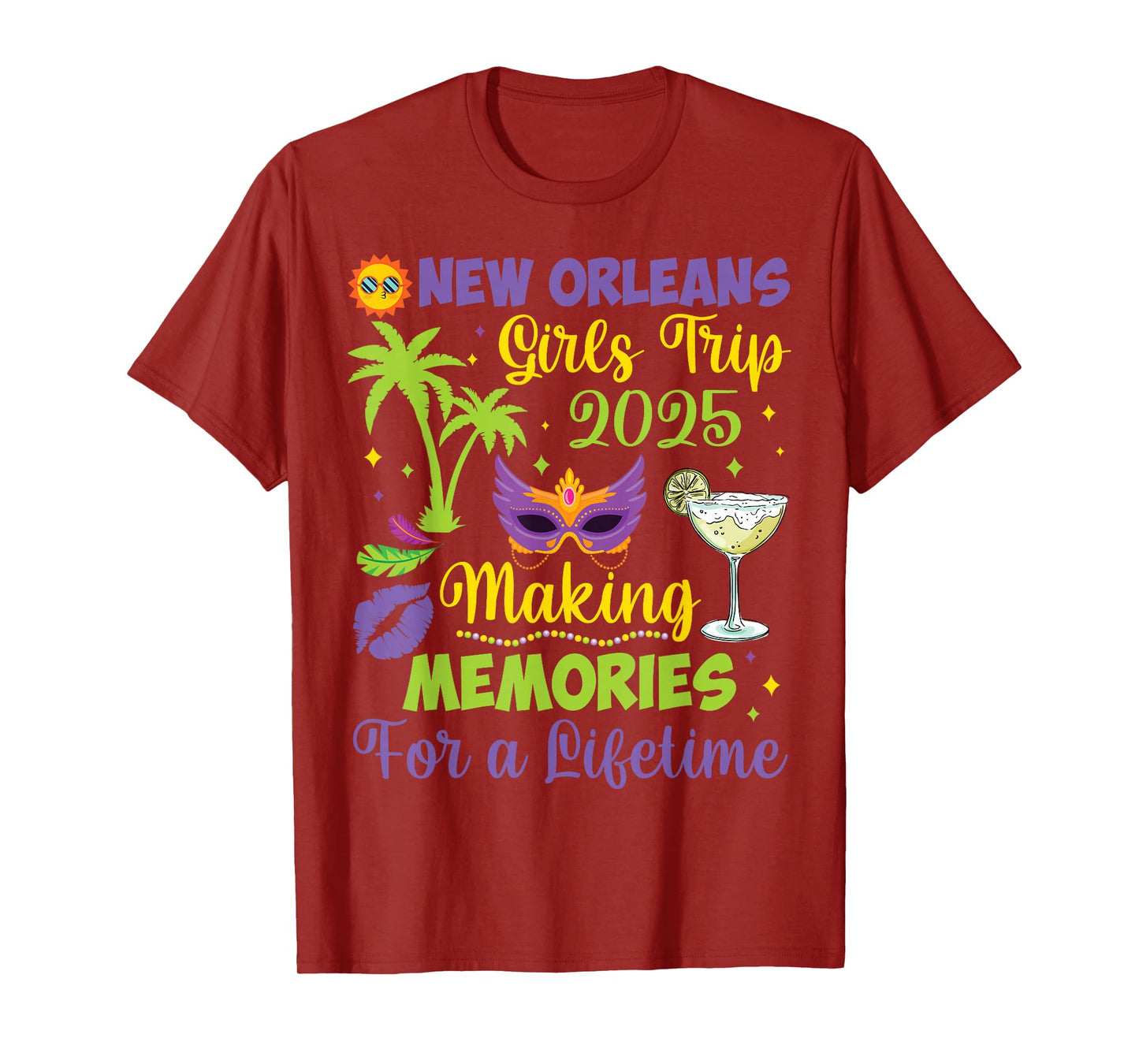 B3Shop Happy Mardi Gras Day To Me You New Orleans Girls Trip 2025 Making Memories for a Lifetime Unisex-Adults Black Small Modern Round Neck Short Sleeve T-Shirt
