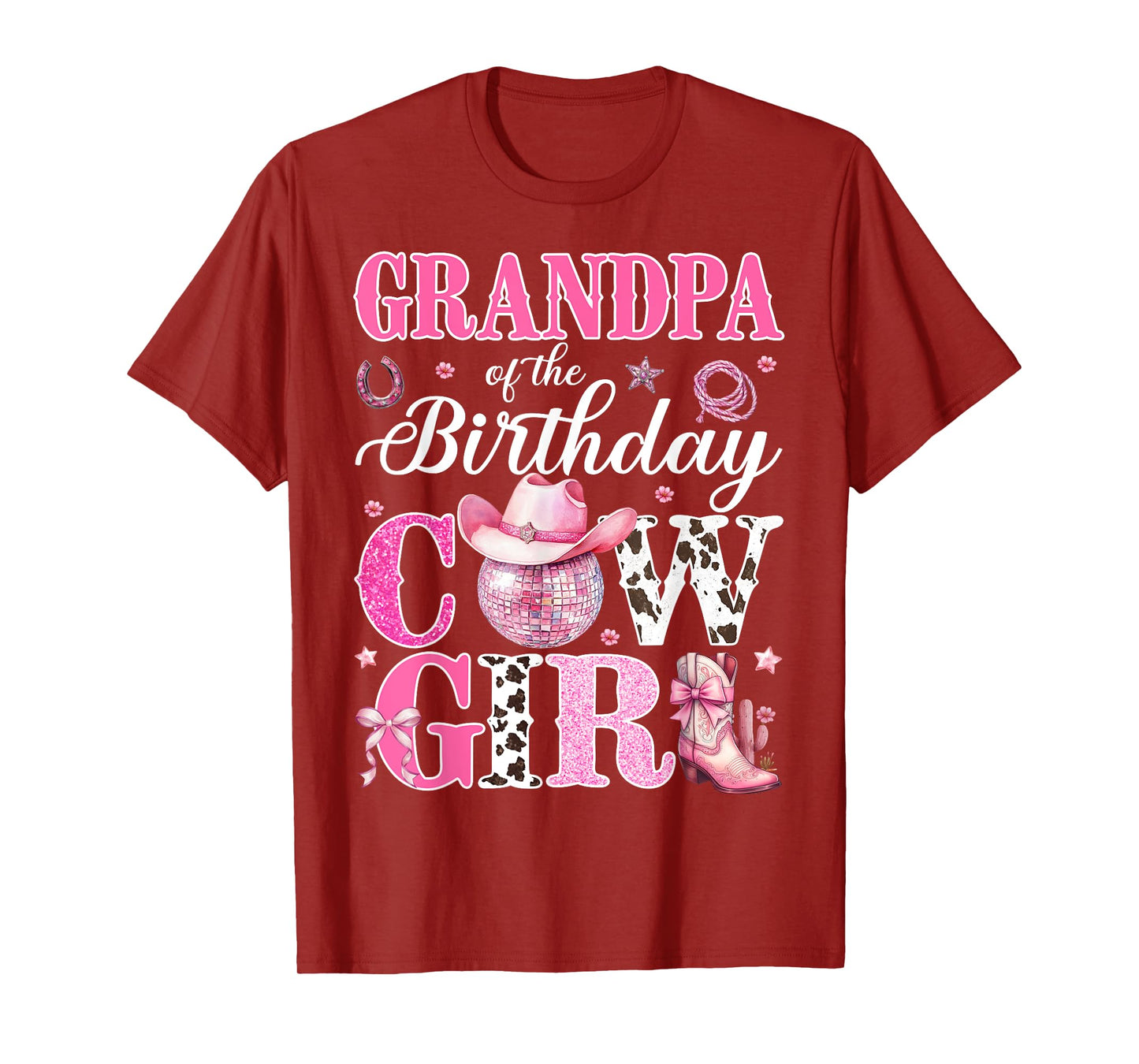 Cute Grandpa Of Birthday CowGirl Rodeo Western Bday Party T-Shirt