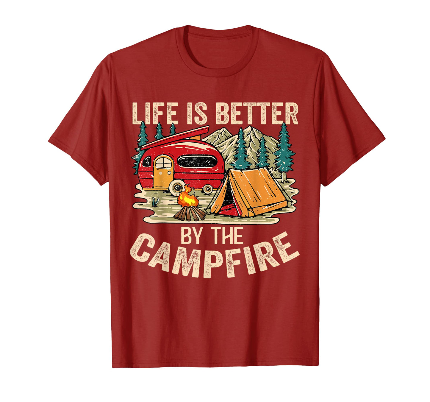 Vintage Retro Life is Better Around The Campfire Camping T-Shirt