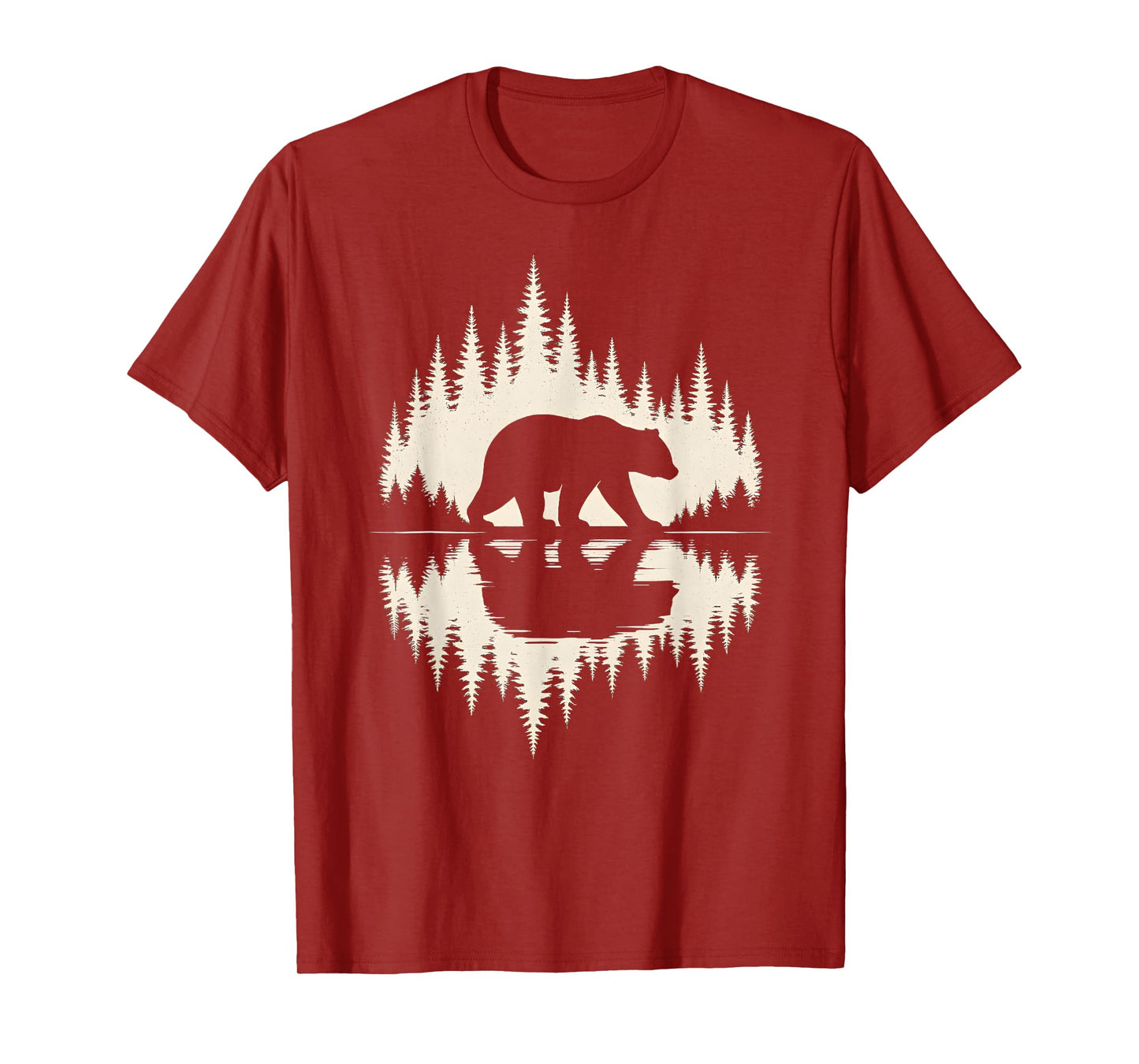 Wildlife Bear Forest Reflection Art Hiking Camping Outdoor T-Shirt