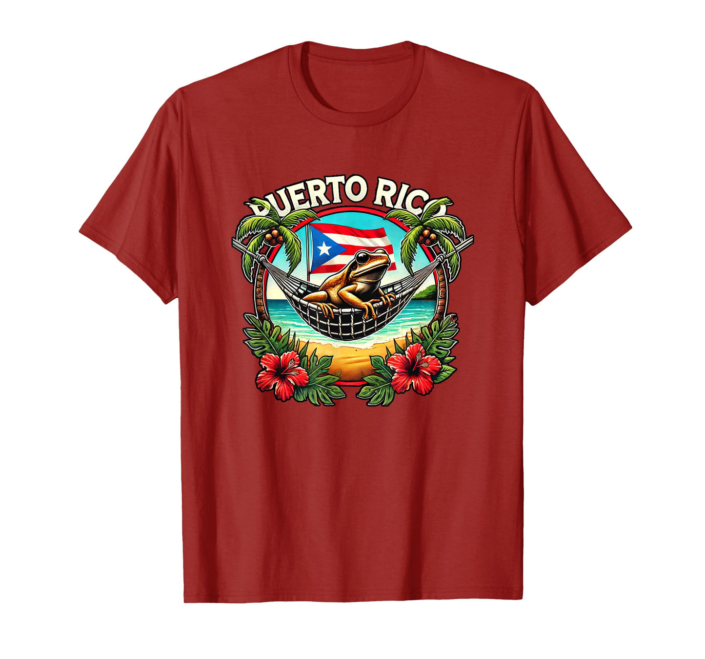 Puerto Rico Vacation Coqui Hammock Palm Trees Flowers Beach T-Shirt