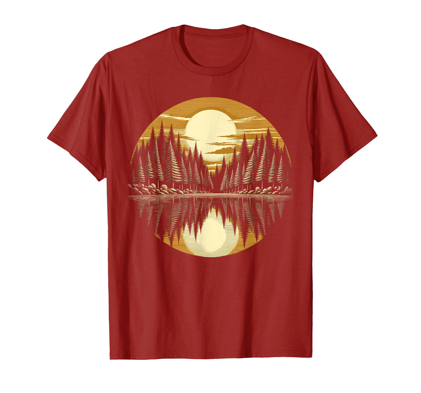 Nature Reflection Retro Forest Trees Outdoor Wildlife T-Shirt
