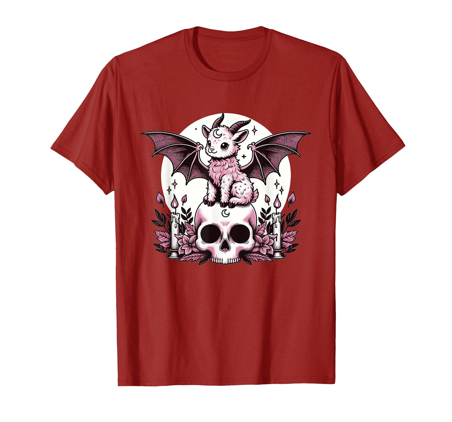 Kawaii Pastel Goth Cute Creepy Goat Bat Skeleton T-Shirt