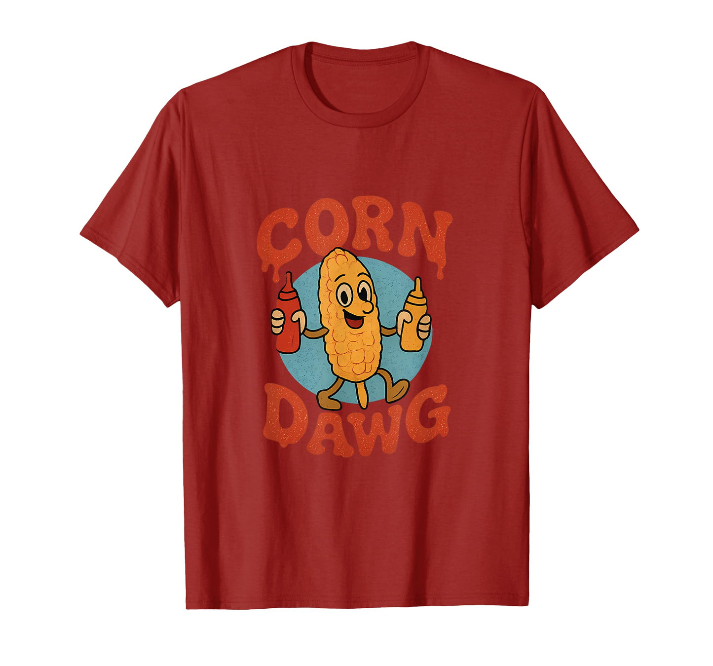 Corn Dawg Funny Farm Humor Ketchup Drip Graphic T-Shirt