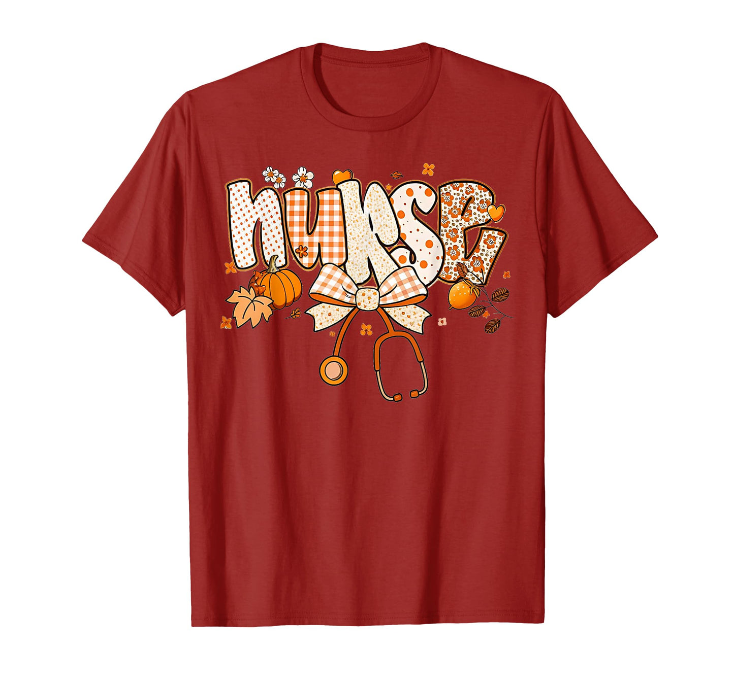Retro Pumpkin Nurse Life Stethoscope Fall Autumn Funny Nurse T-Shirt