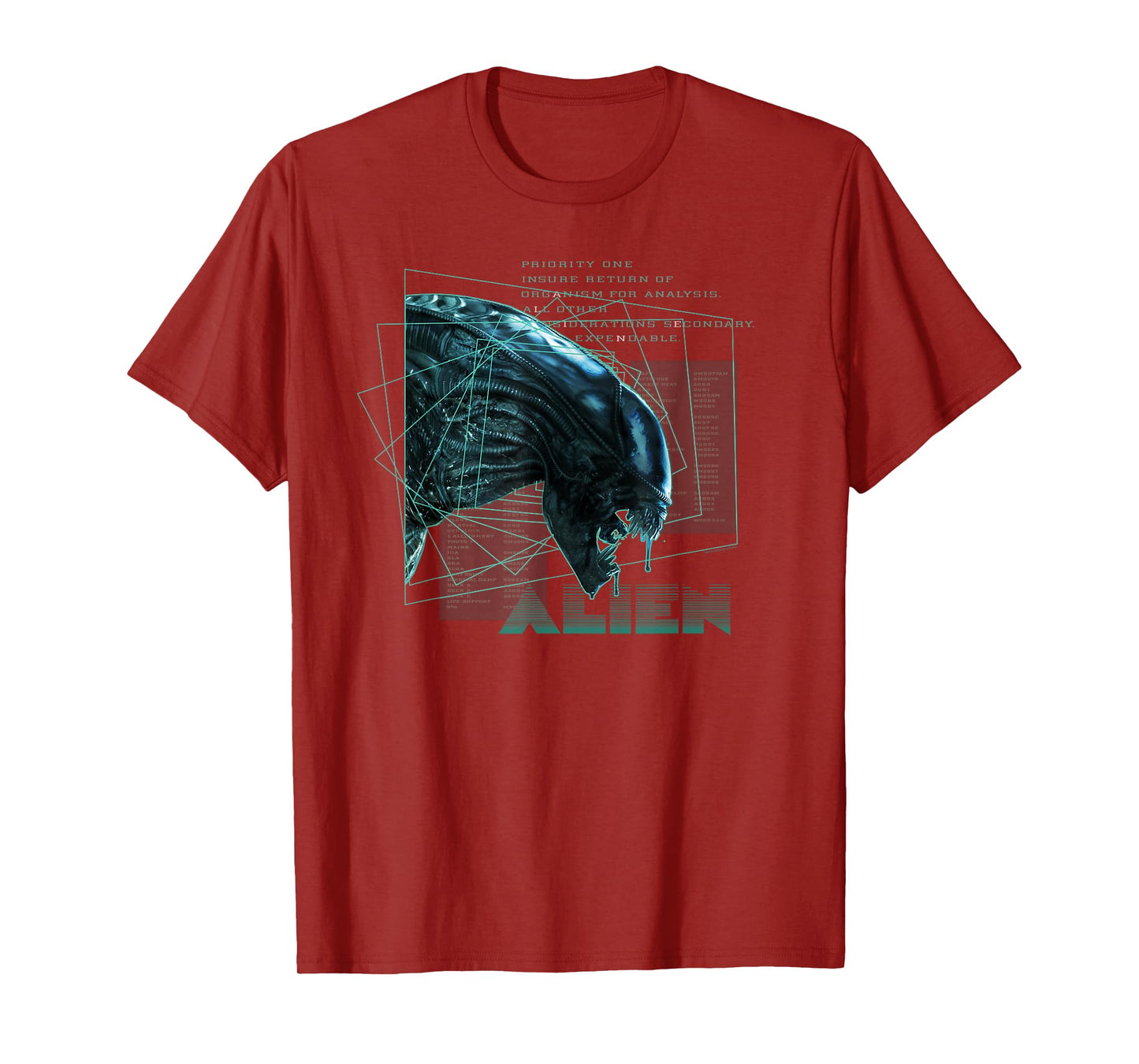 Alien 45th Anniversary Movie Xenomorph Priority One Logo T-Shirt