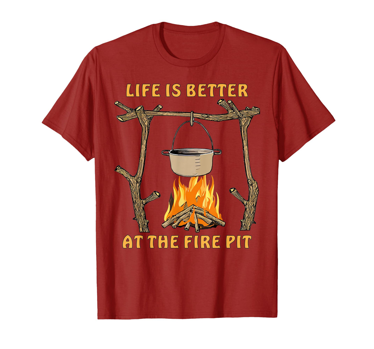 Survival Cooking Campfire Natural Fire Pit Bushcrafter T-Shirt
