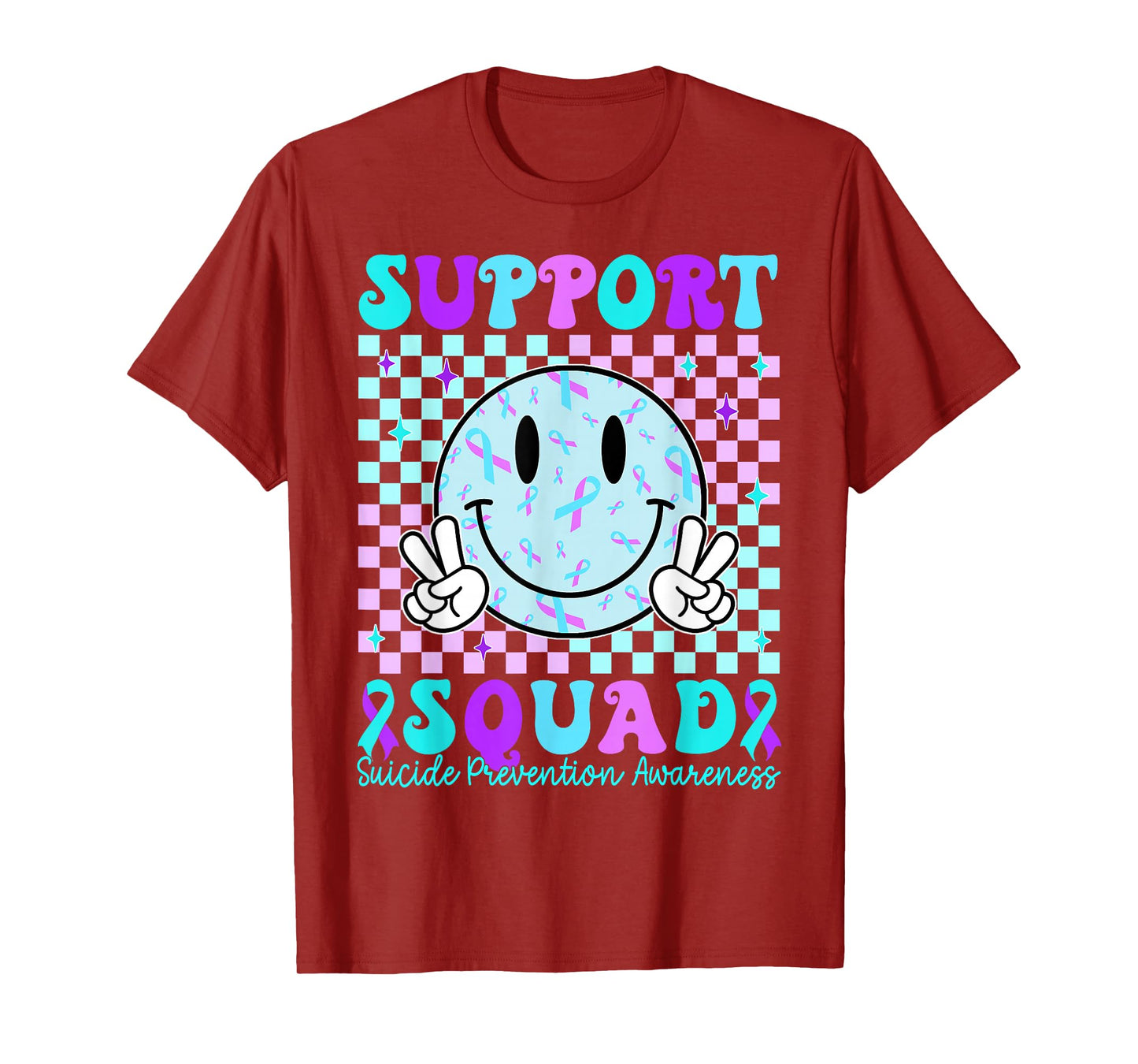 Retro Teal and Purple Ribbon Suicide Prevention Awareness T-Shirt