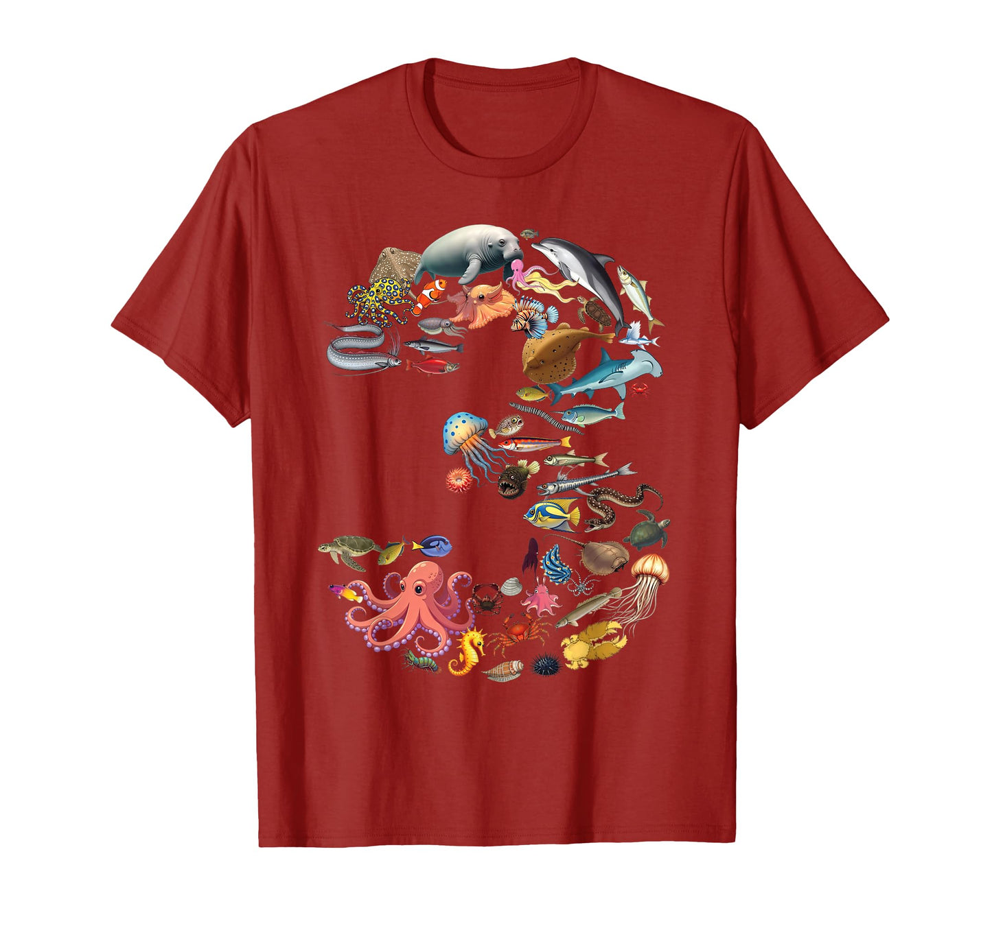 3 Years Old 3rd Birthday Sea Ocean Animals Figures Number 3 T-Shirt