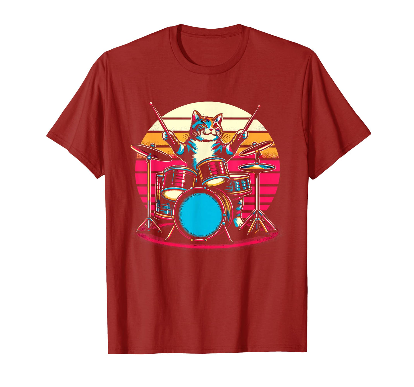 Cat Playing Drums Drummer Novelty Music Lover Funny Drummer T-Shirt