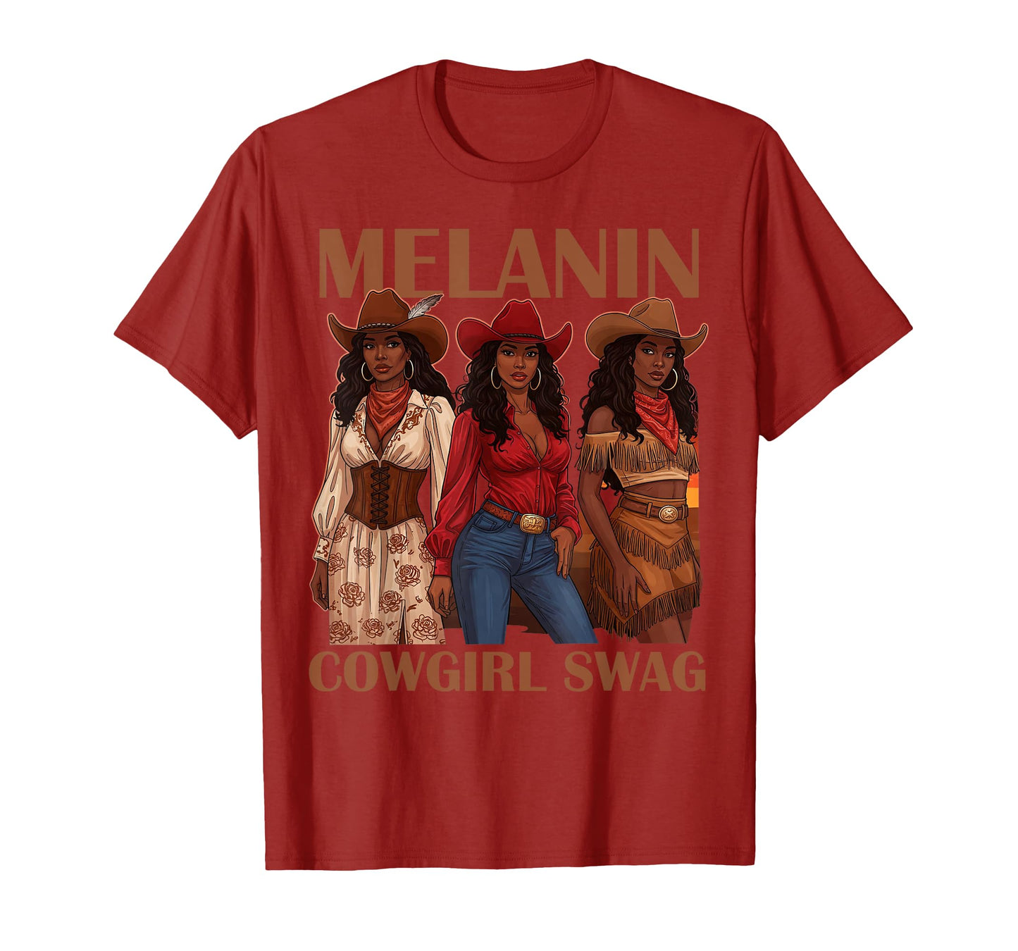 Let's Go Girls Retro Western Country Melanin Cowgirl Swag T-Shirt