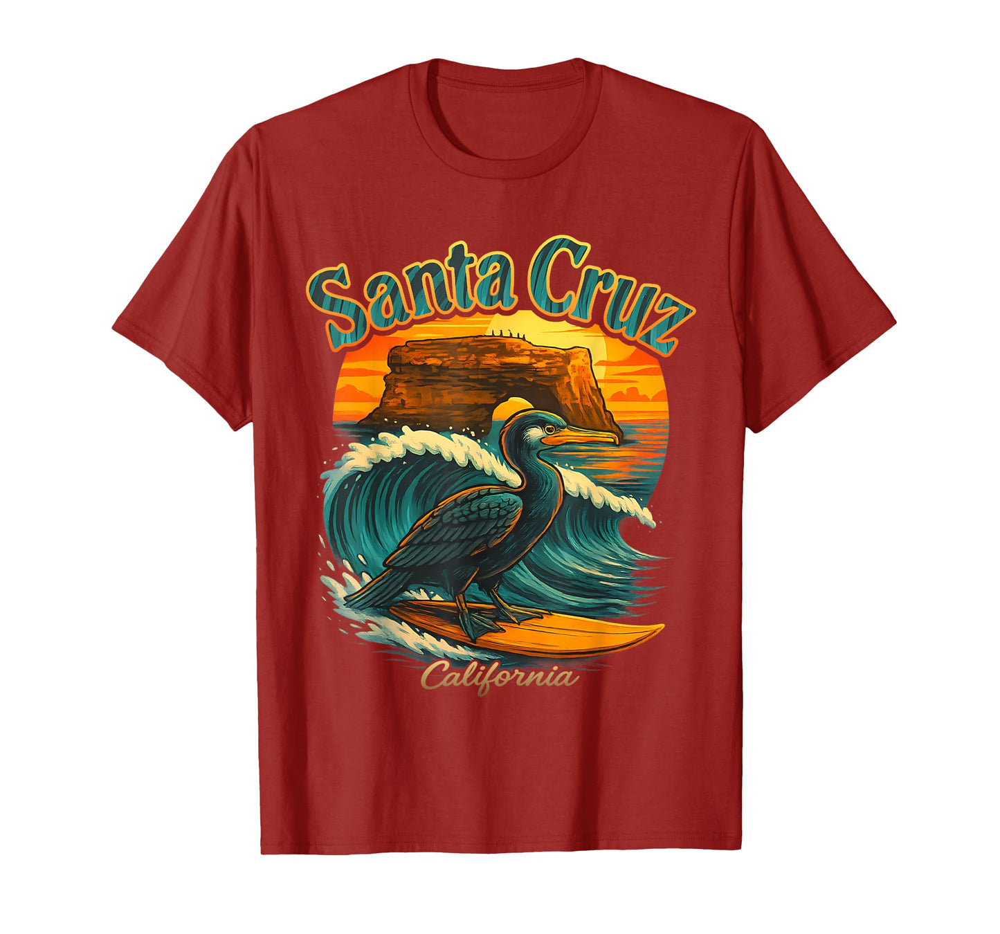 Surfer Surfing 70s 80s Santa Cruz California Retro Vintage T-Shirt