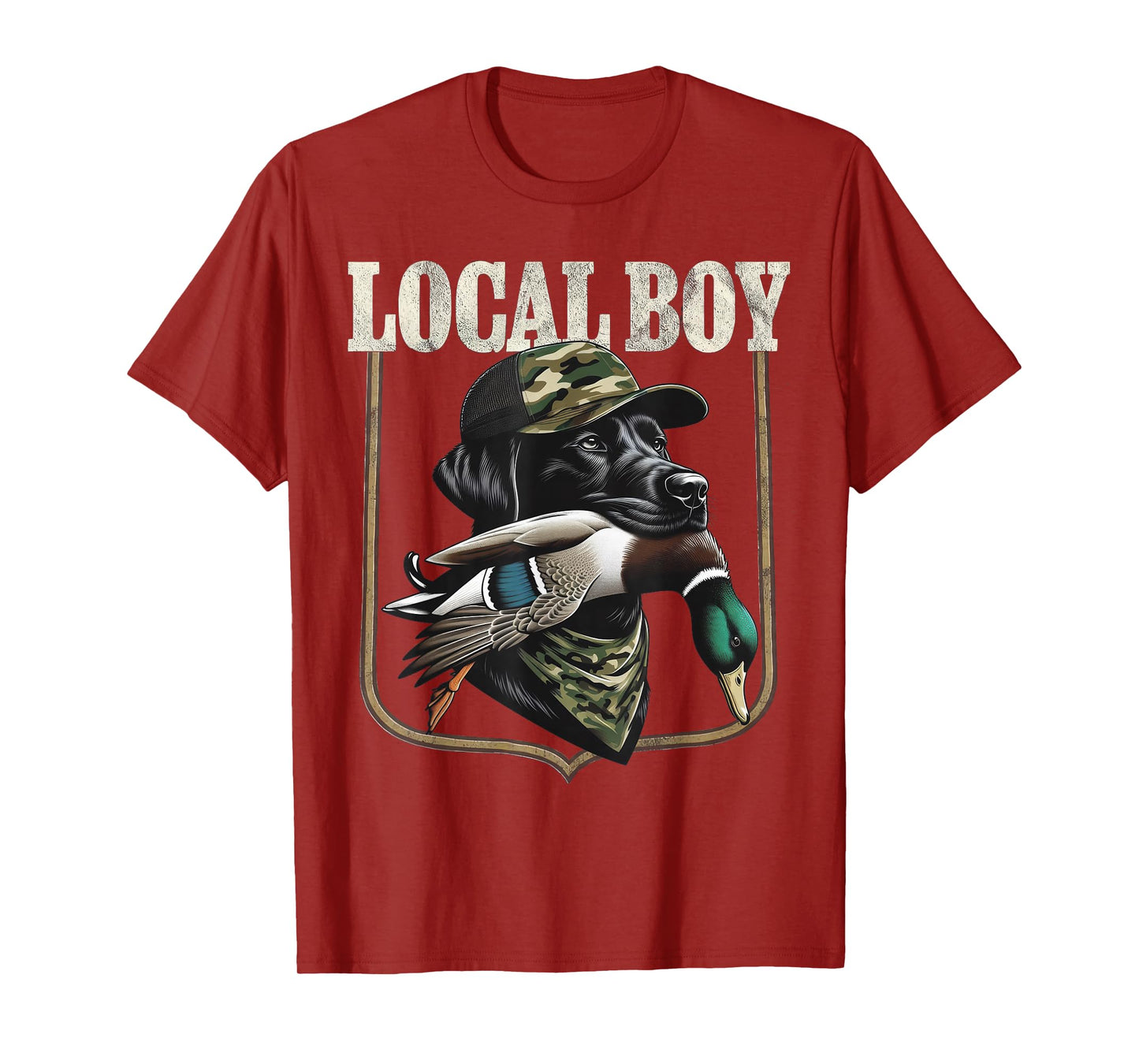 Dog Retro Southern with Duck Country Vintage Local Boy T-Shirt