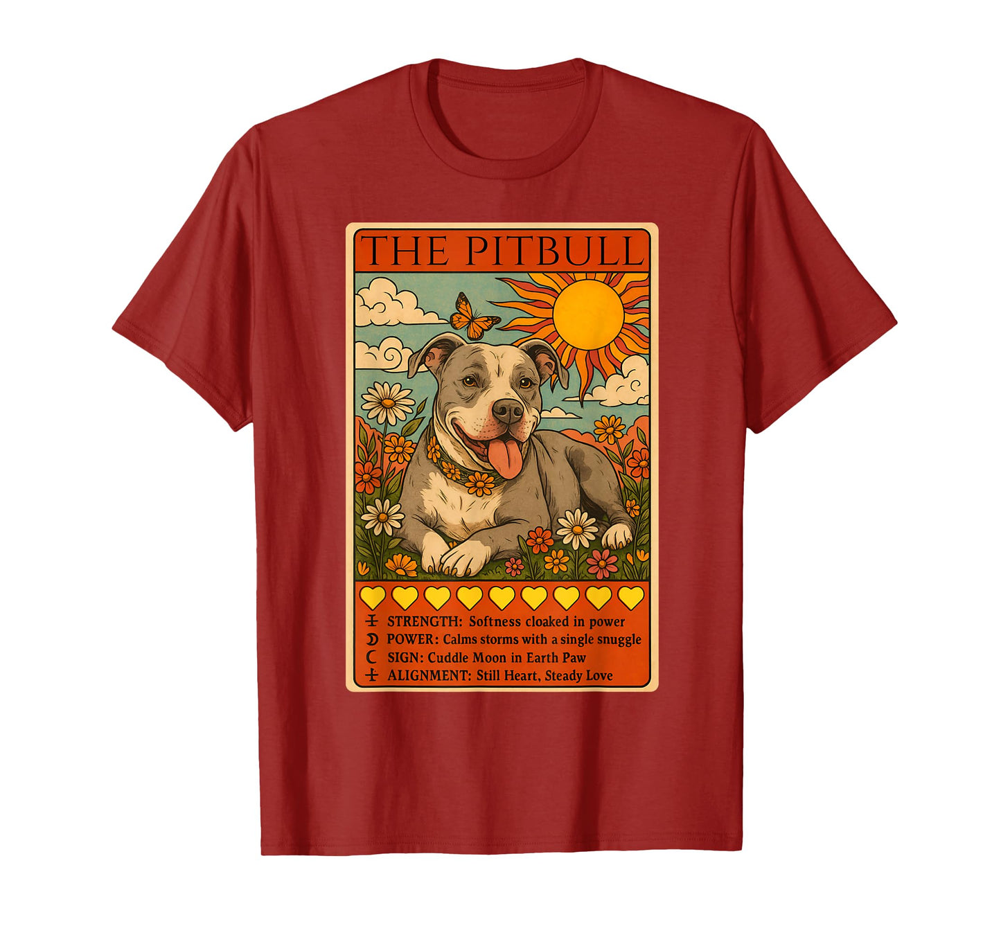 The Pitbull Tarot Card Pit Bull Lover Floral Cute Pittie Mom T-Shirt
