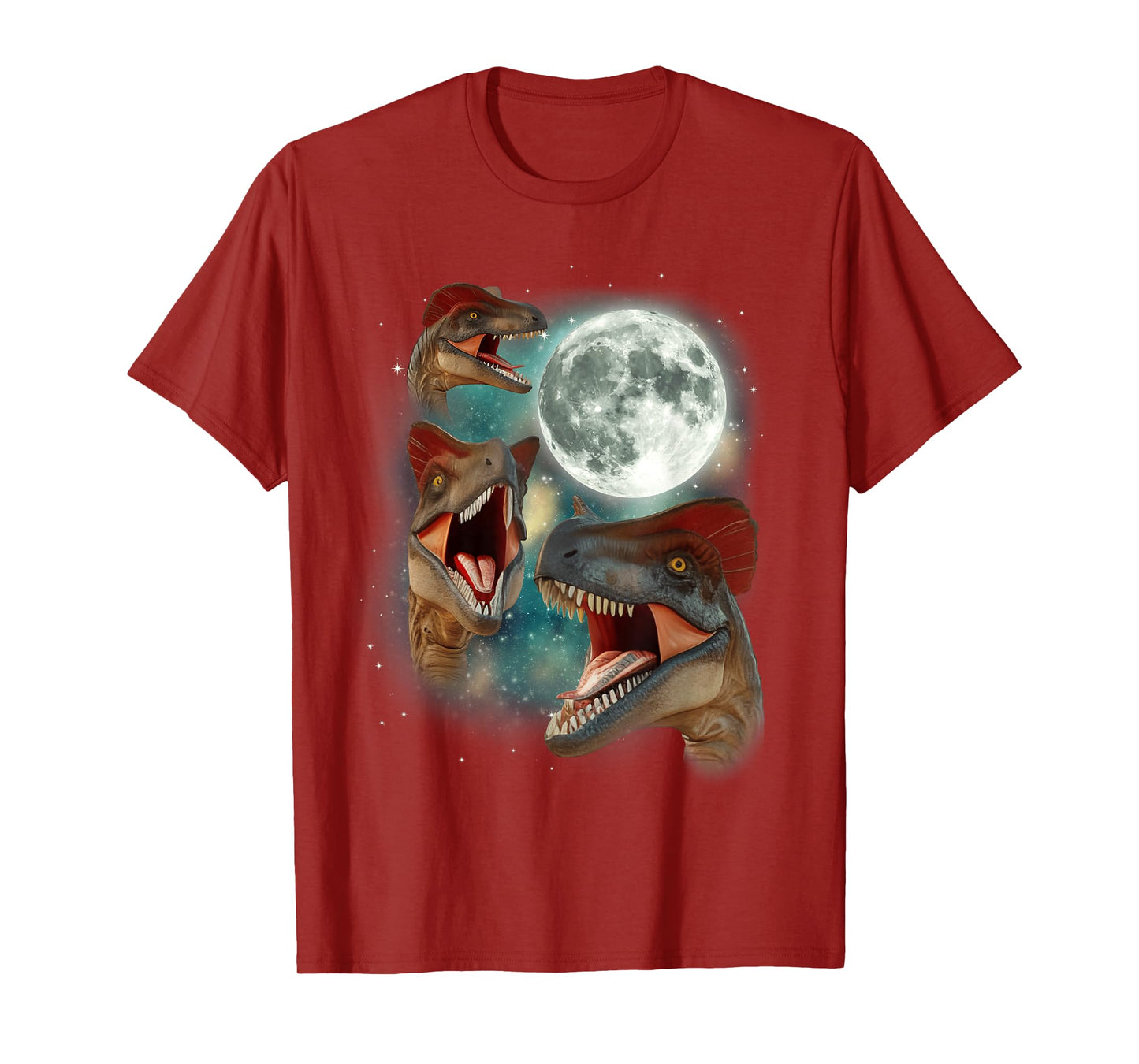 Three Dilophosaurus Moon | 3 Dinosaur Prehistoric Roar Dino T-Shirt