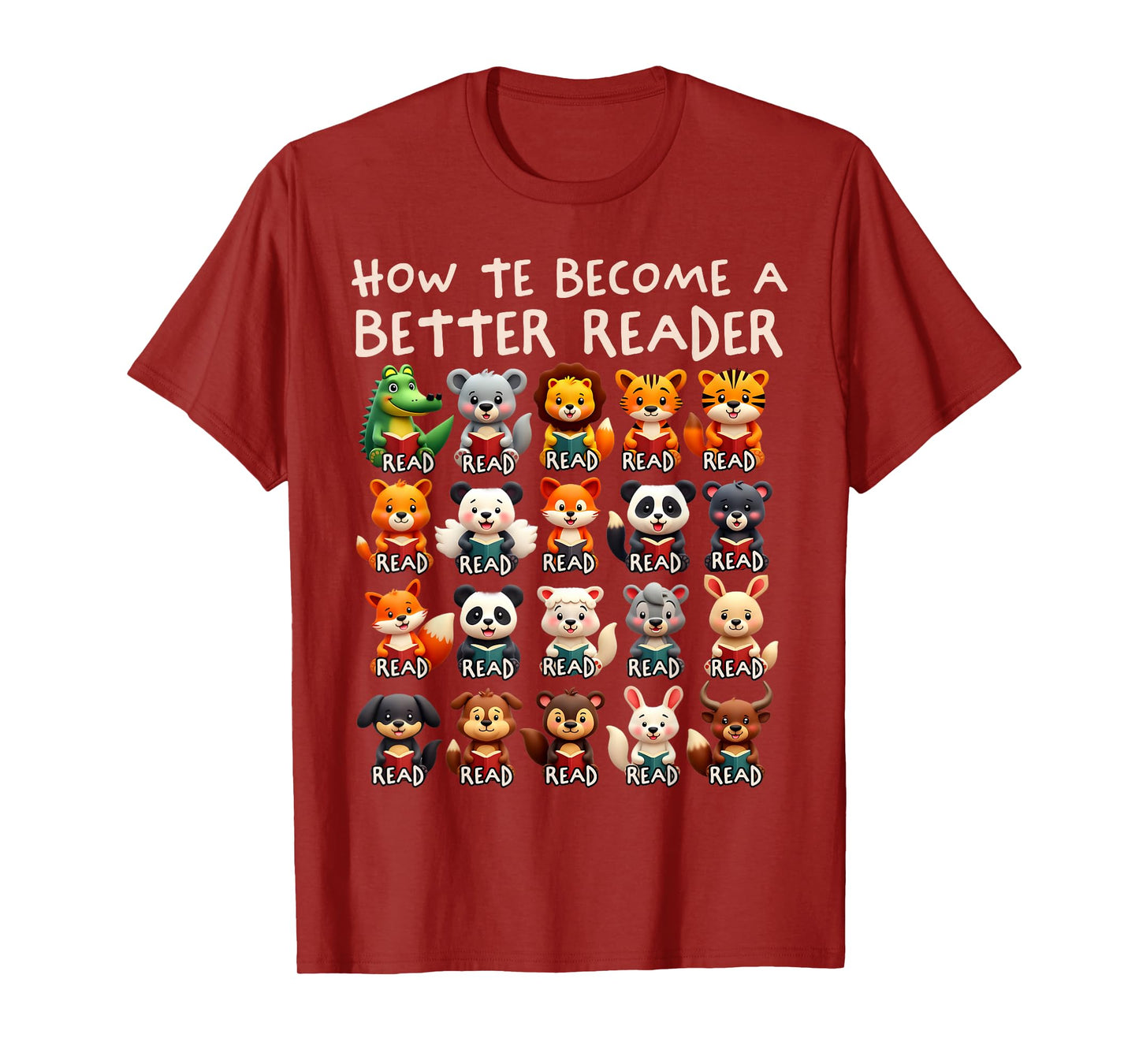 Reading Teacher How To Become a Better Reader Animals T-Shirt