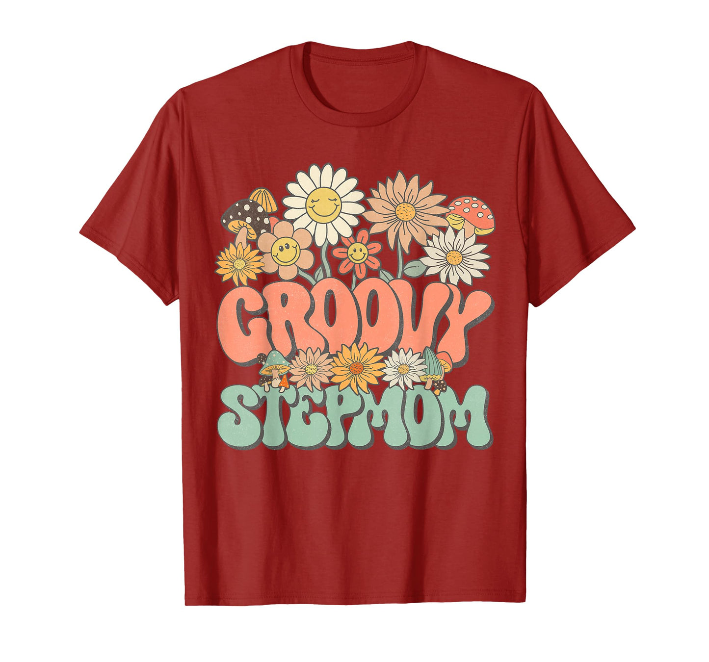 Groovy Stepmom Floral Hippie Retro Daisy Wildflower Women T-Shirt