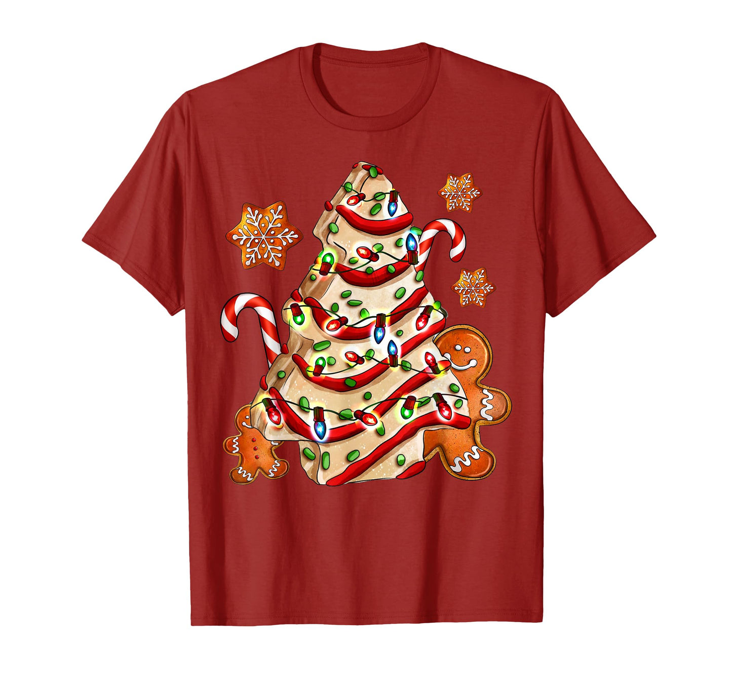 Christmas Tree Cakes Debbie And Gingerbread Cookies Pajamas T-Shirt