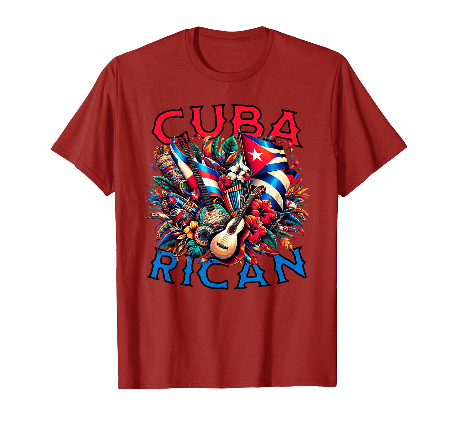 Cuba-Rican Cuban & Puerto Rican Colorful Culture celebration T-Shirt