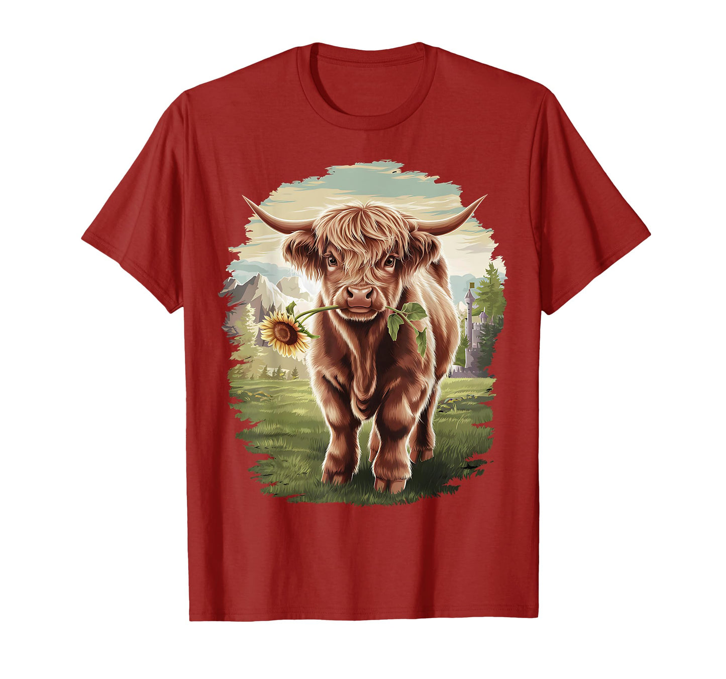 Western Farmer Animal Country Girls sunflower Highland Cow T-Shirt