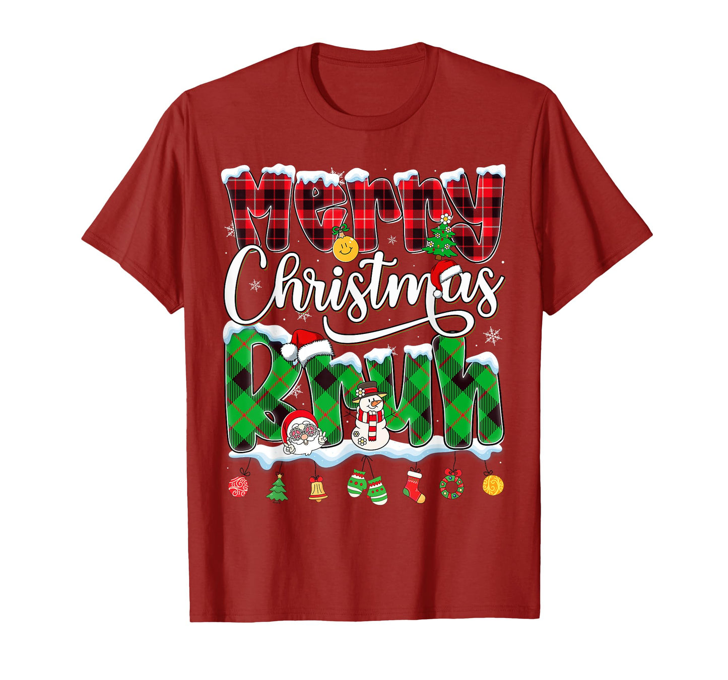 Bruh Merry Christmas Plaid Saying Bro Greeting Boy Men Kid T-Shirt