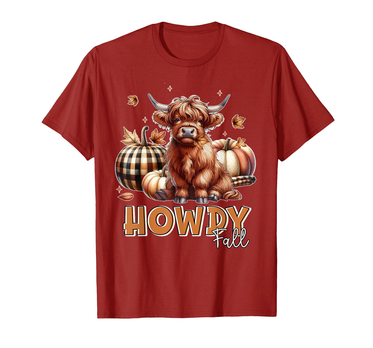 Howdy Fall Western Farm Country Highland Cow Autumn Pumpkin T-Shirt