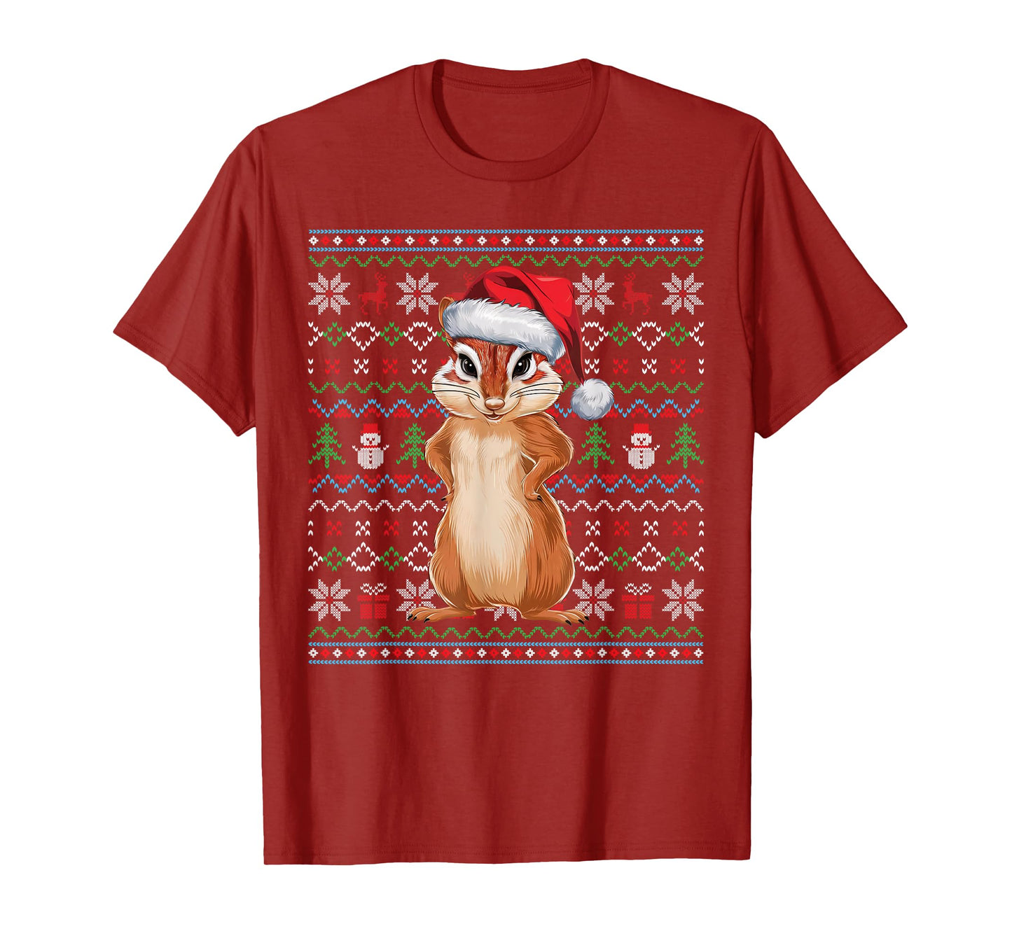 Ugly Chipmunk Lovers Xmas Sweater Santa Christmas T-Shirt